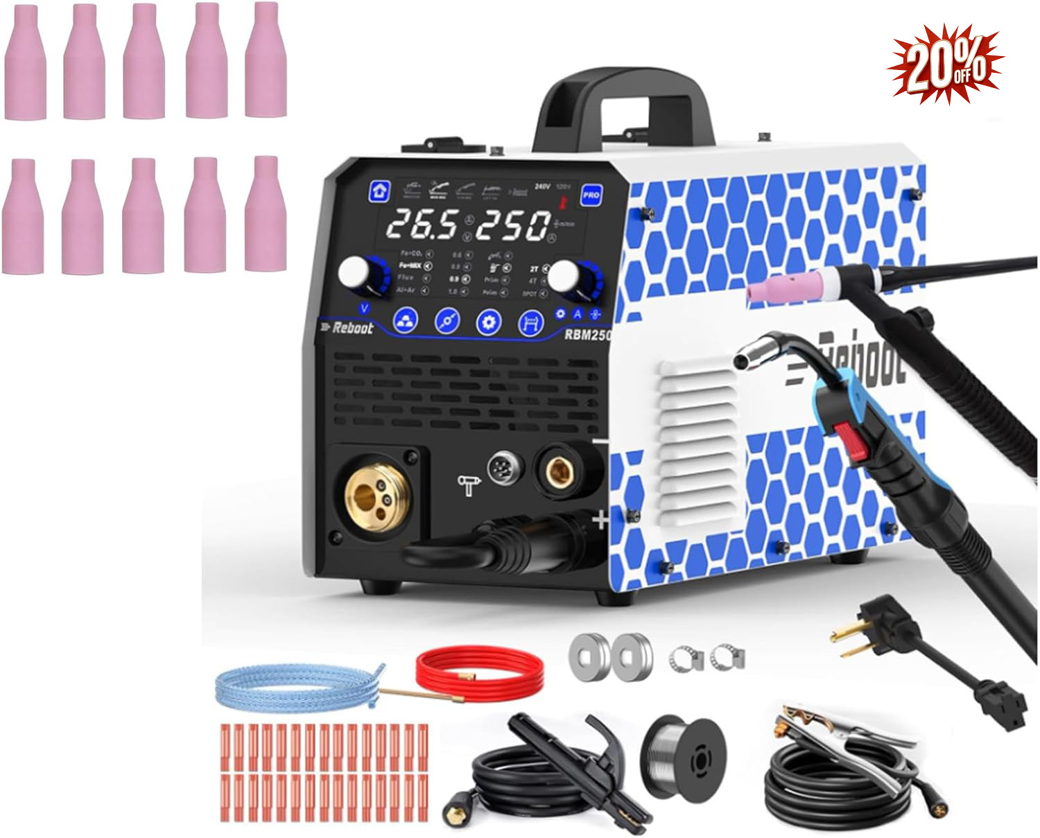 MIG Welder TIG Torch Included ， with Mig Welder Ceramic Nozzles MB15 15AK