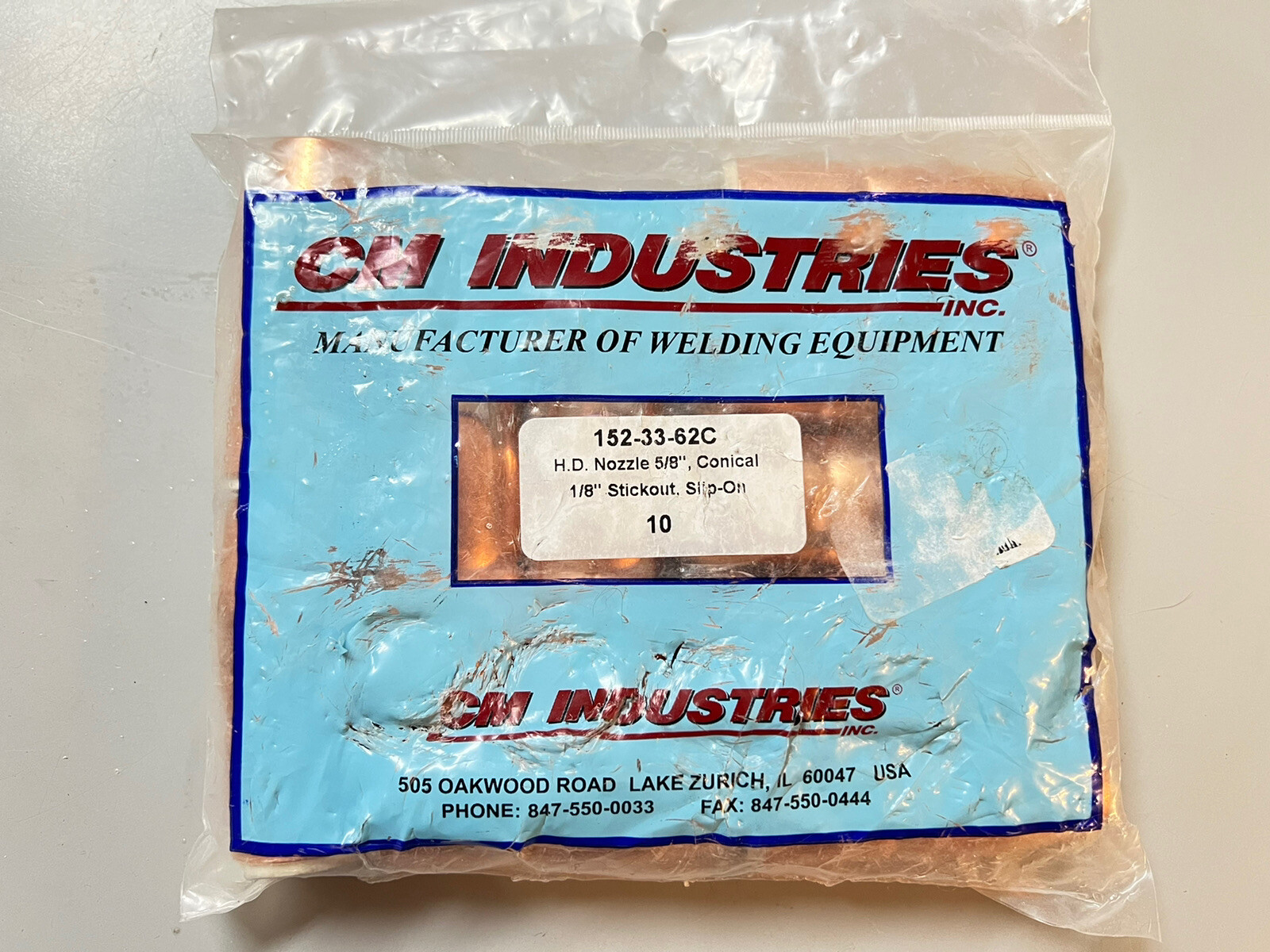 10PC CM Industries 152-33-62C Nozzle 5/8″ Conical Welding Equipment