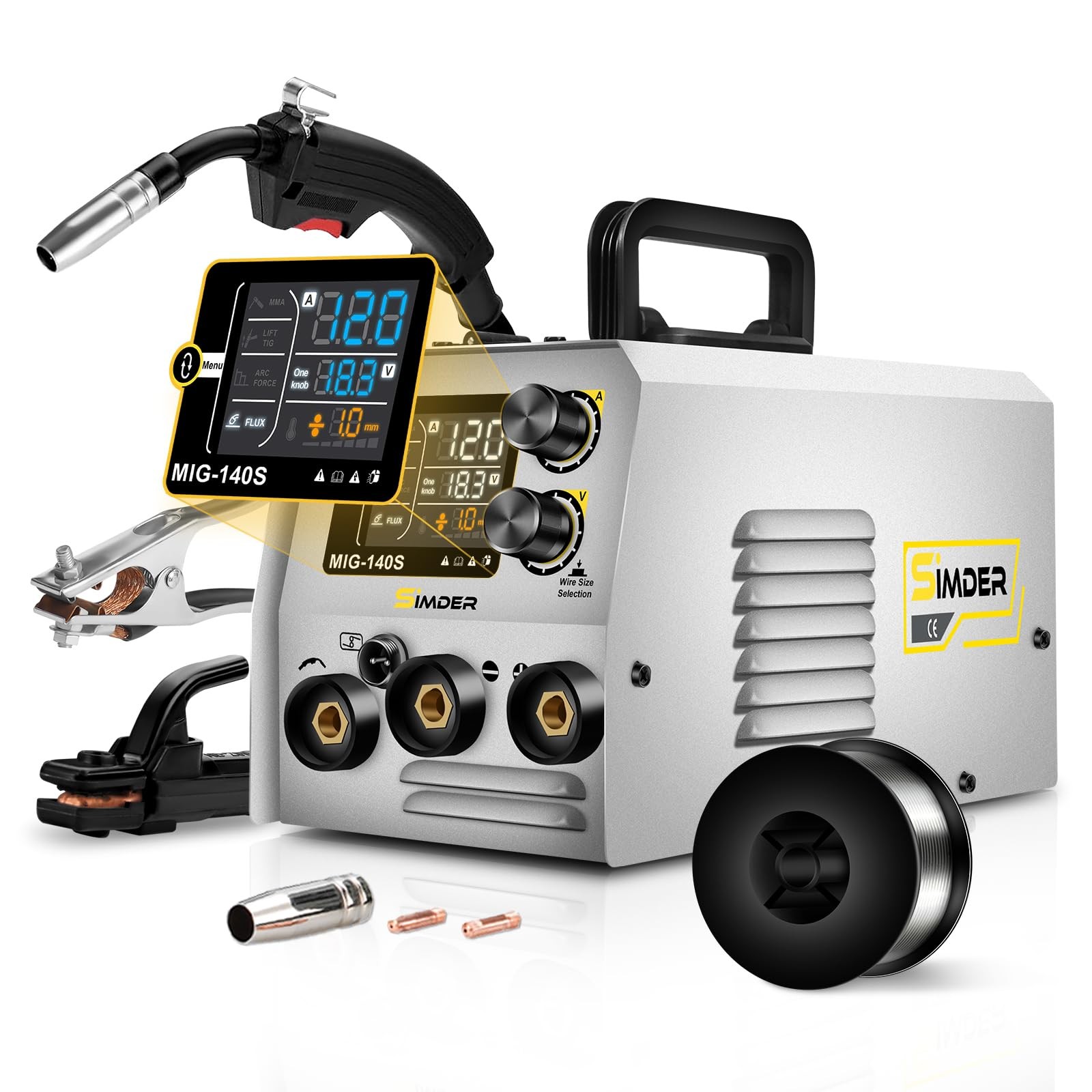 Soldadora MIG TIG MMA Flux Core 140A 110V 220V Dual 3 en 1 IGBT Kit Alambre