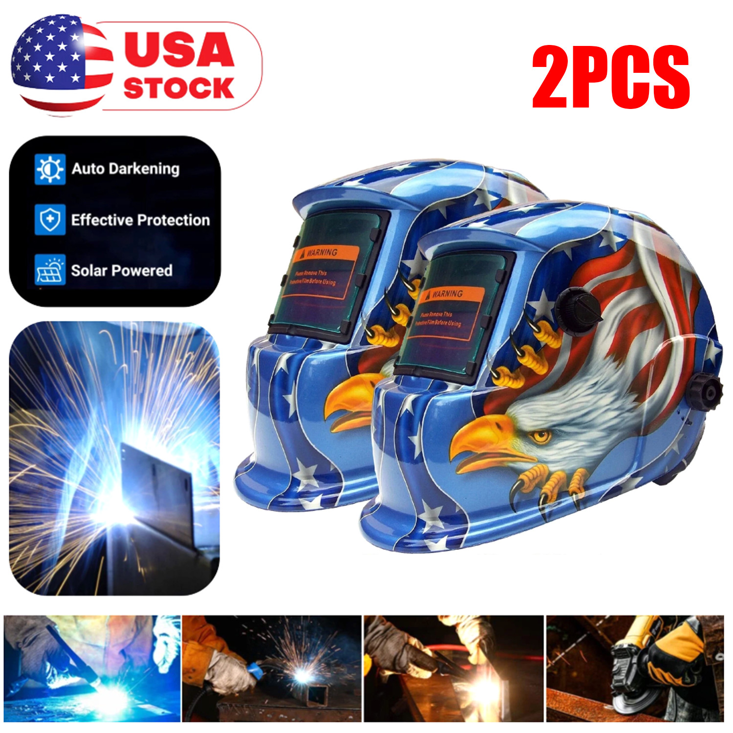 2X True Color Solar Powered Auto Darkening Welding Hood Helmet for TIG MIG ARC