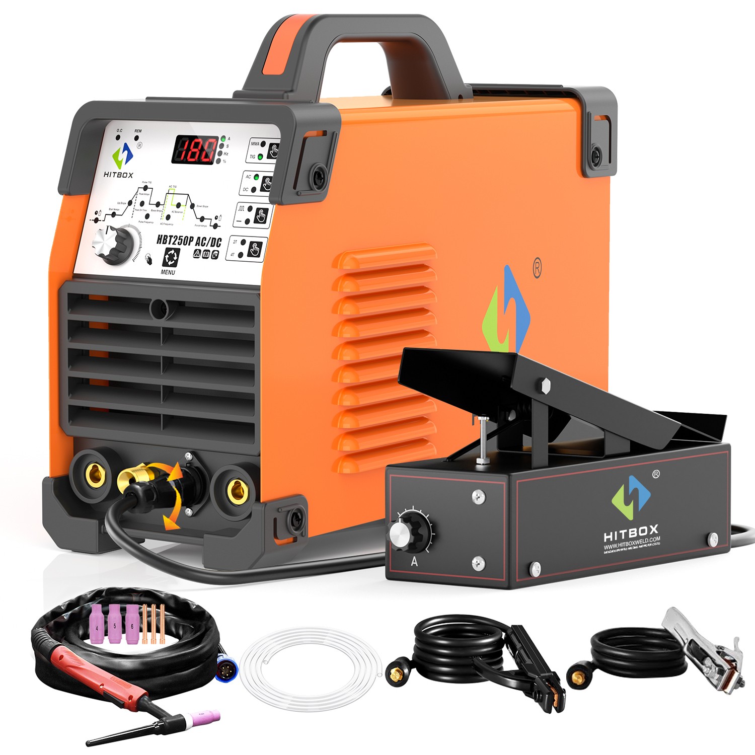 6 in1 220V 200Amp AC/DC HF Pulse TIG Stick Welder 2T/4T Aluminum Welding +Helmet