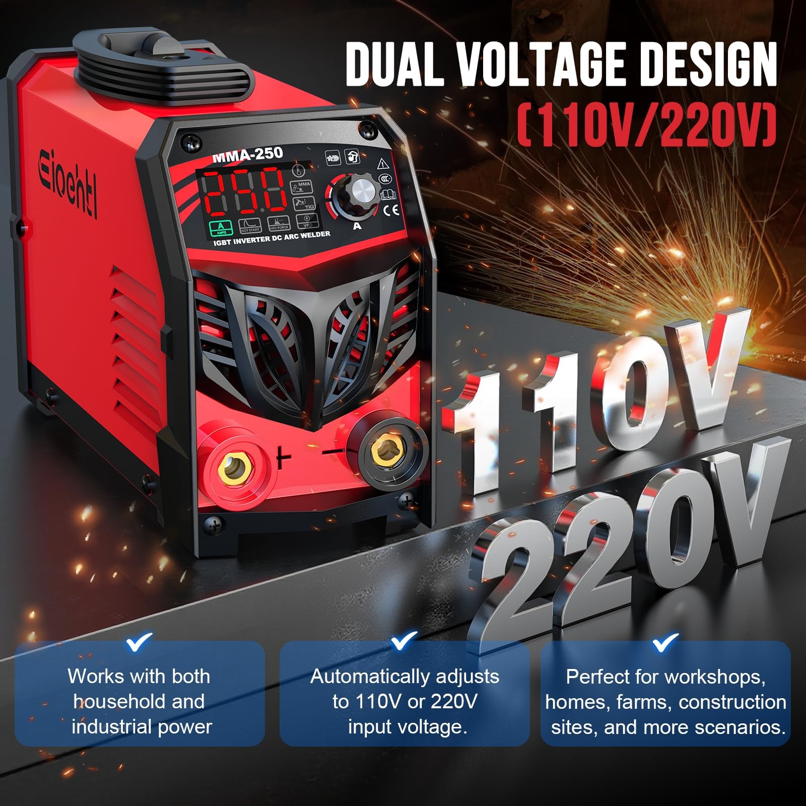 250Amp Stick Welder 110V/220V Dual Voltage, with LED Display ARC Welding…