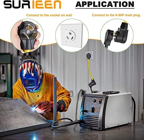 30 Amp to 50 Amp Welder Adapter Cord, 1.5FT NEMA 10-30P to 6-50R, 250V 10AWG