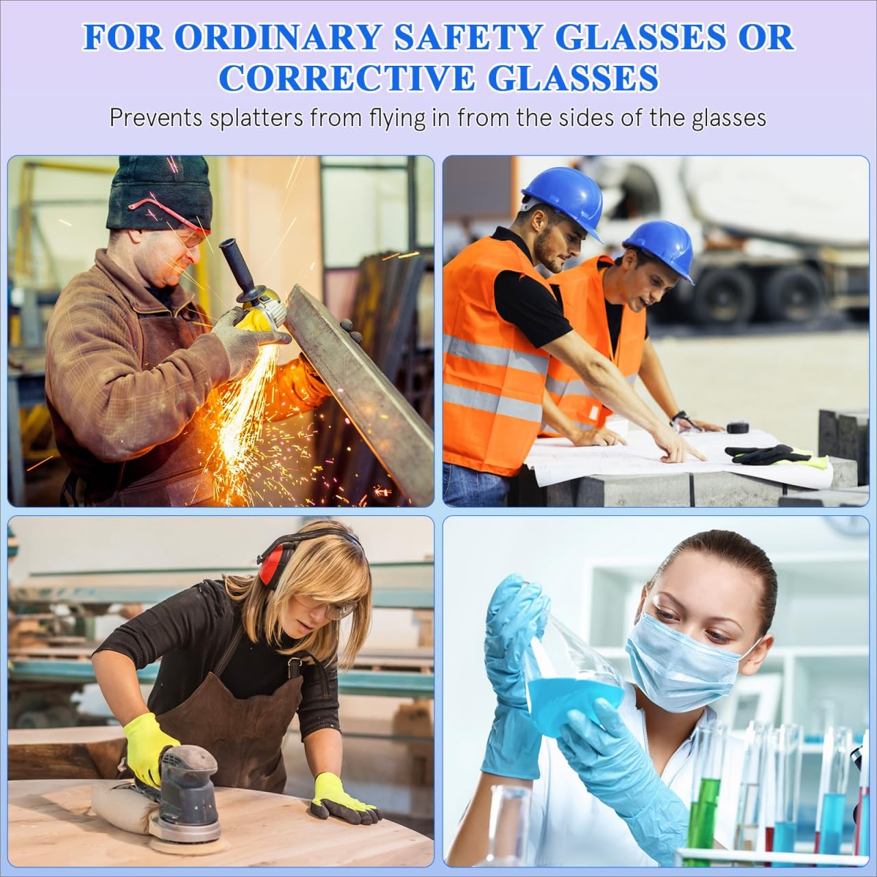 Safety Glasses Side Shields 2 Pairs Slip on Eye Glasses Side Shields Anti-Sli