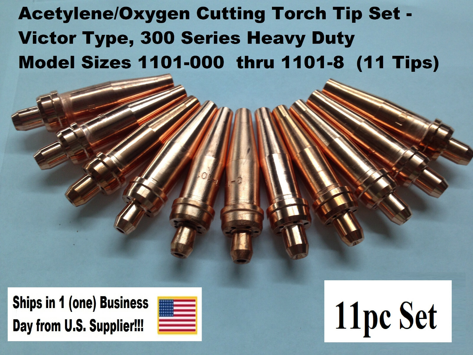 Oxygen/Acetylene Cutting Torch Tip Set – Victor Type HD 300 Series- 11pcs