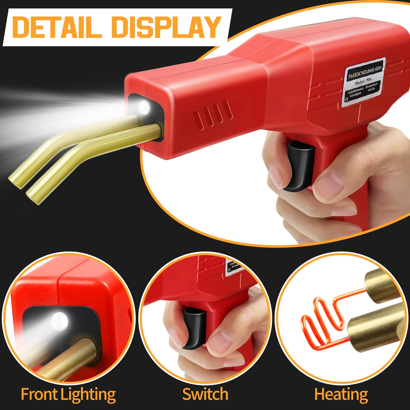 Plastic Welding Machine Car Bumper Repair Kit,6Types 50W Stapler red, Red