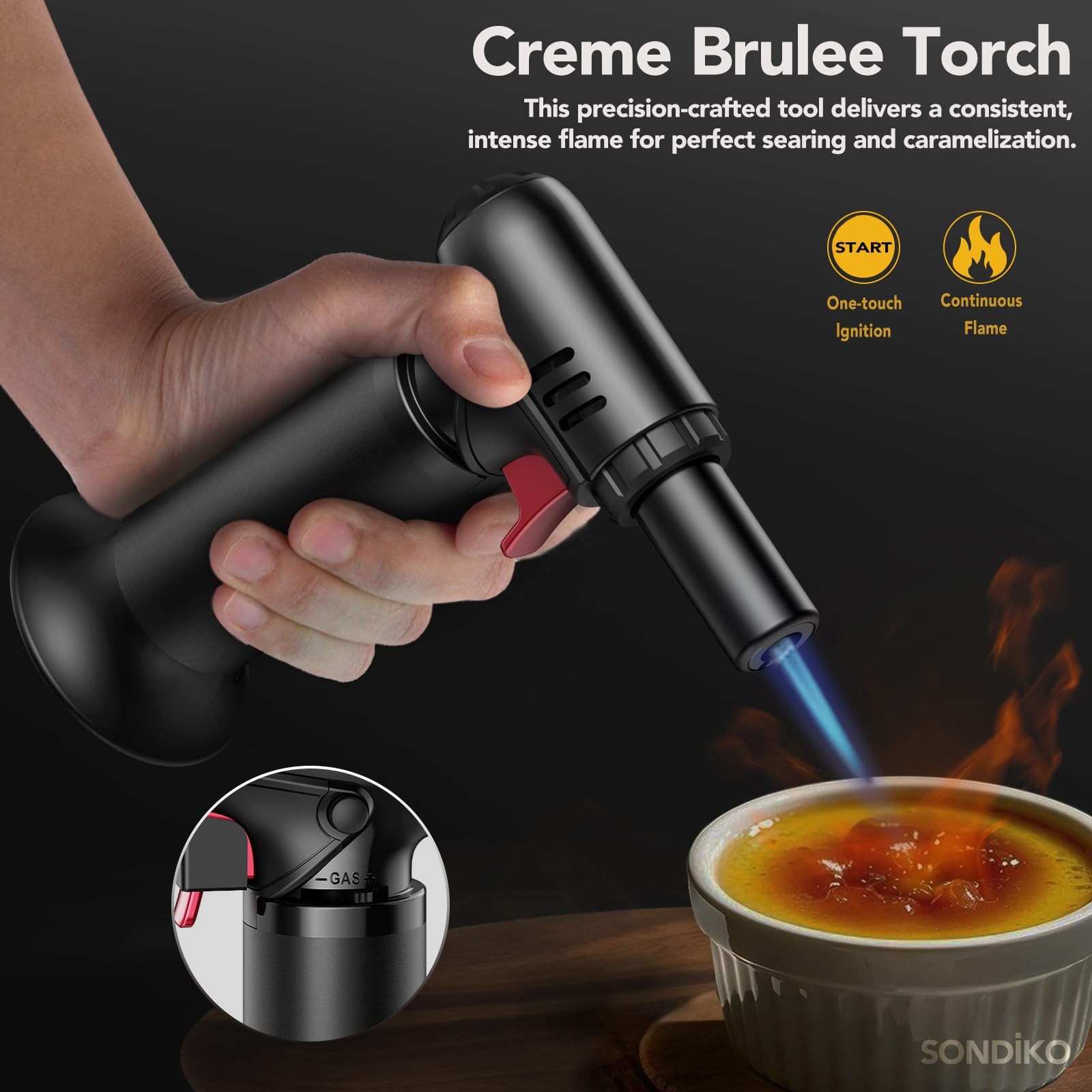 Butane Torch Lighter With Visible Fuel Window, Refillable Soldering Torch With