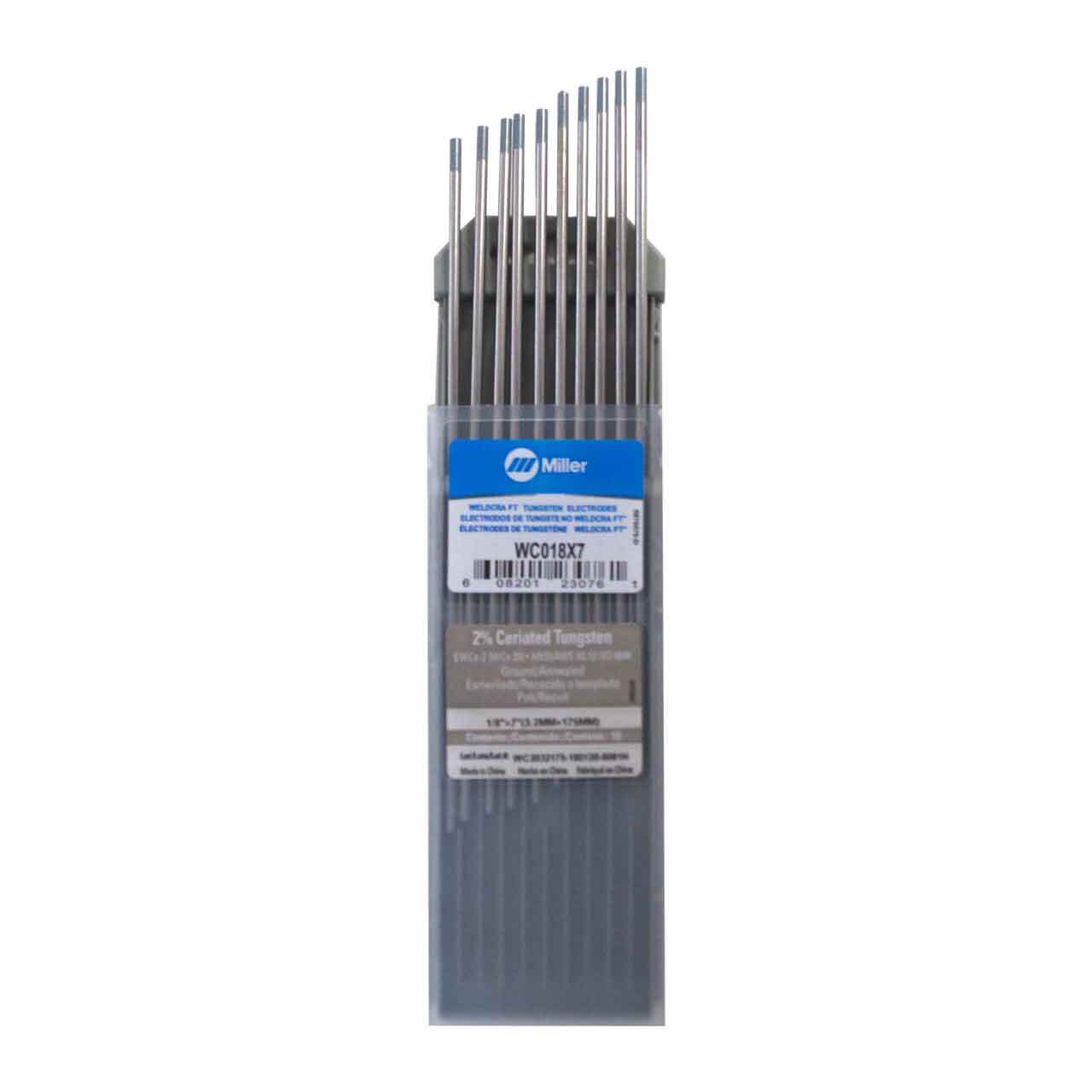 Miller Weldcraft WC018X7 2% Ceriated Tungsten Electrode 1/8″ X 7″ 10 pack