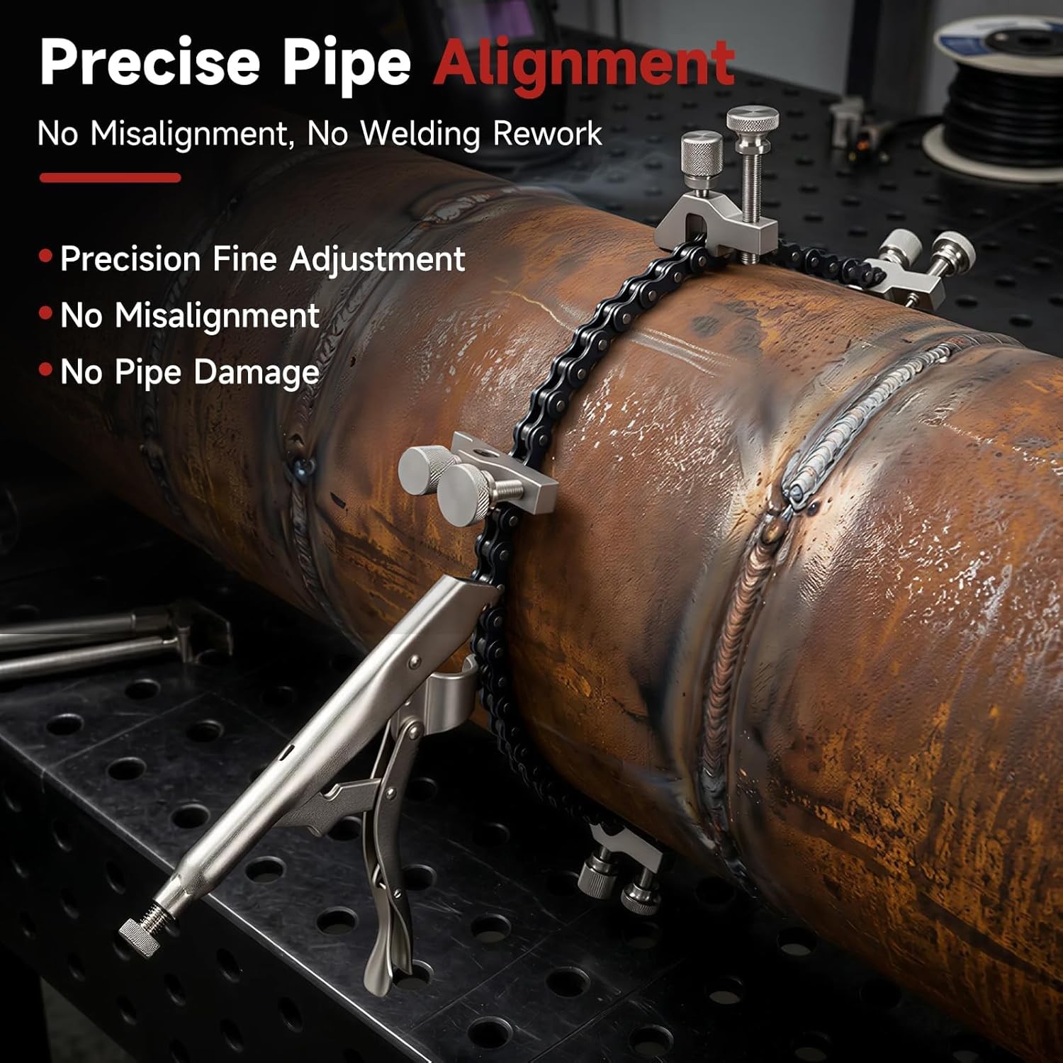 Pipe Alignment Chain Pliers, Pipe Chain Clamp Adjustable 48″ Chain 14″ Diameter