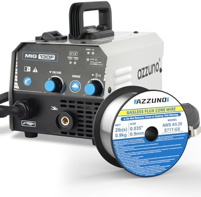 130A MIG Welder & .035″ 2LBS Flux Core Mig Welding Wire, 110V Gasless MIG Weldin