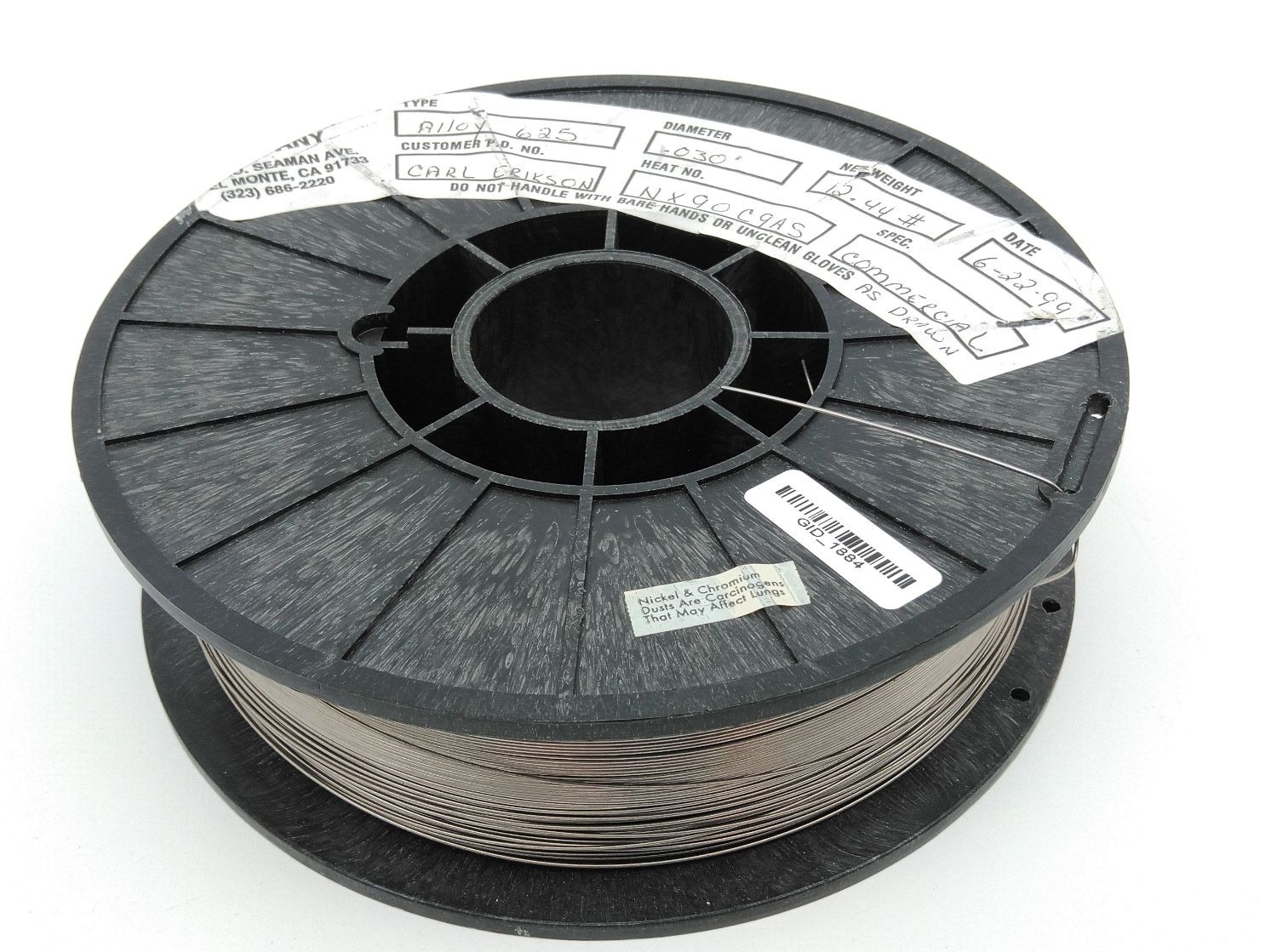 Bob Martin Wire Company Alloy 625 Nickel Welding Wire – 0.030