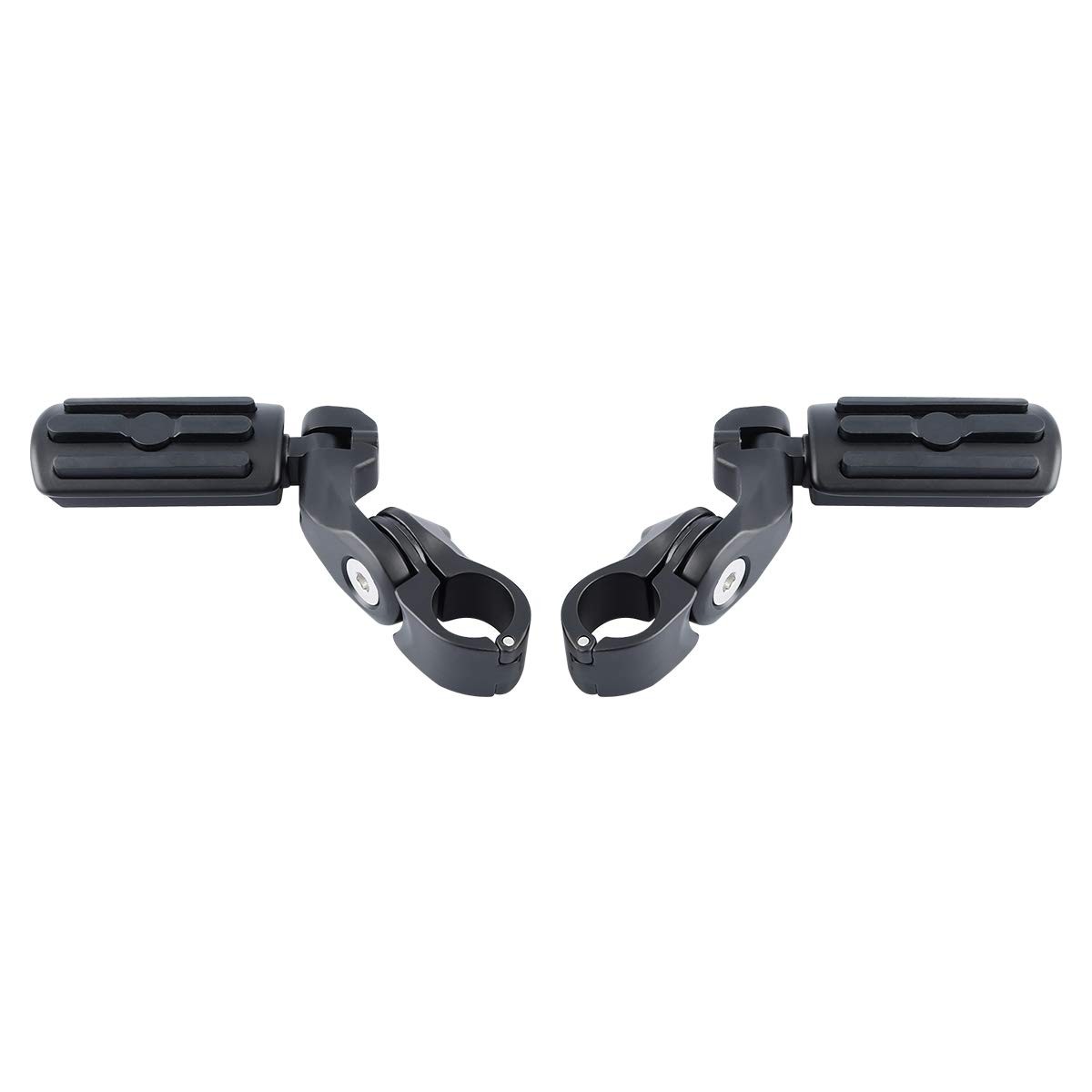 Short Angled Adjustable Footpegs 1.25 Universal Crash Bar Rests Matte Black