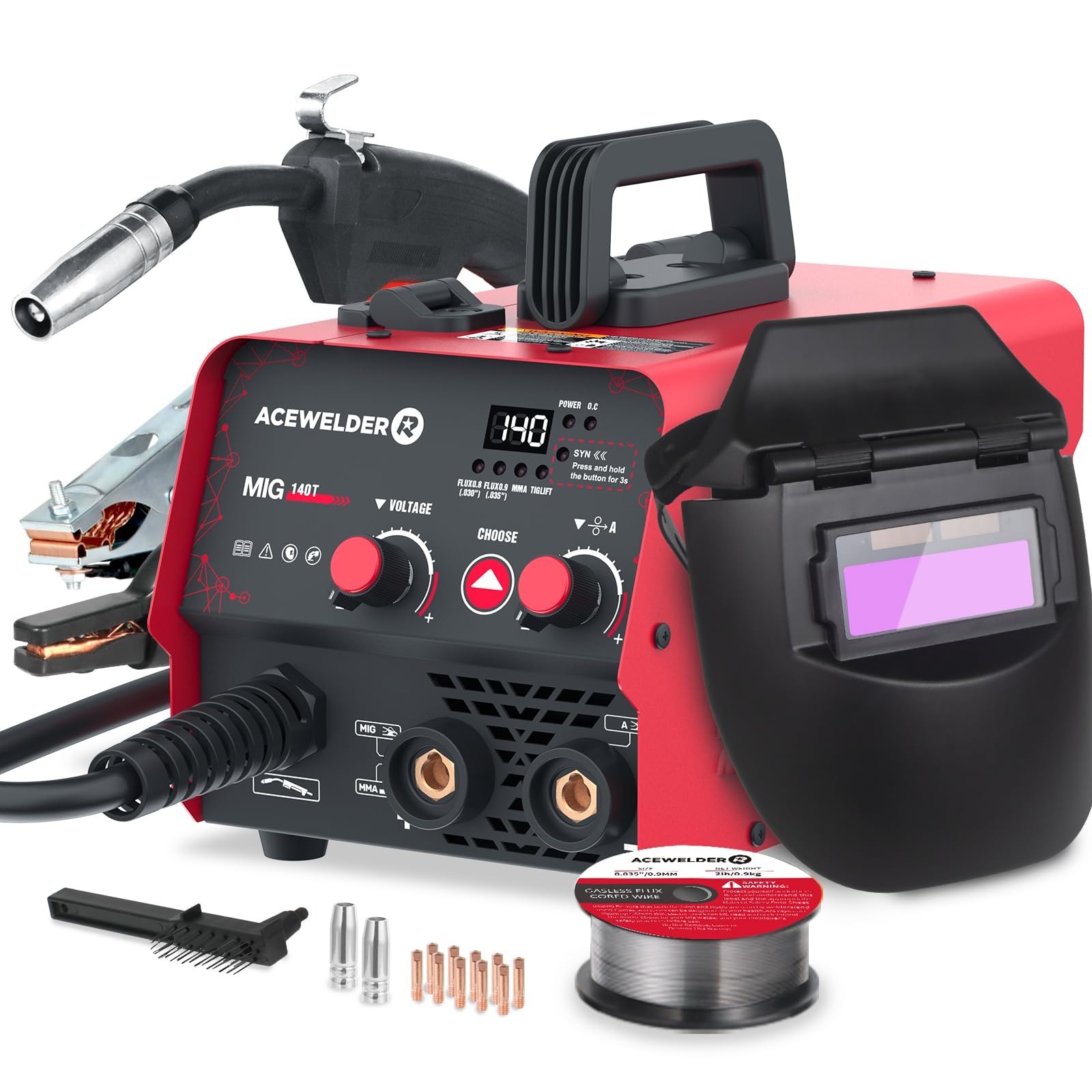 3 IN 1 Welder 140A Gasless Flux MIG/Lift Tig/Stick Welding Machine 110V Inverter