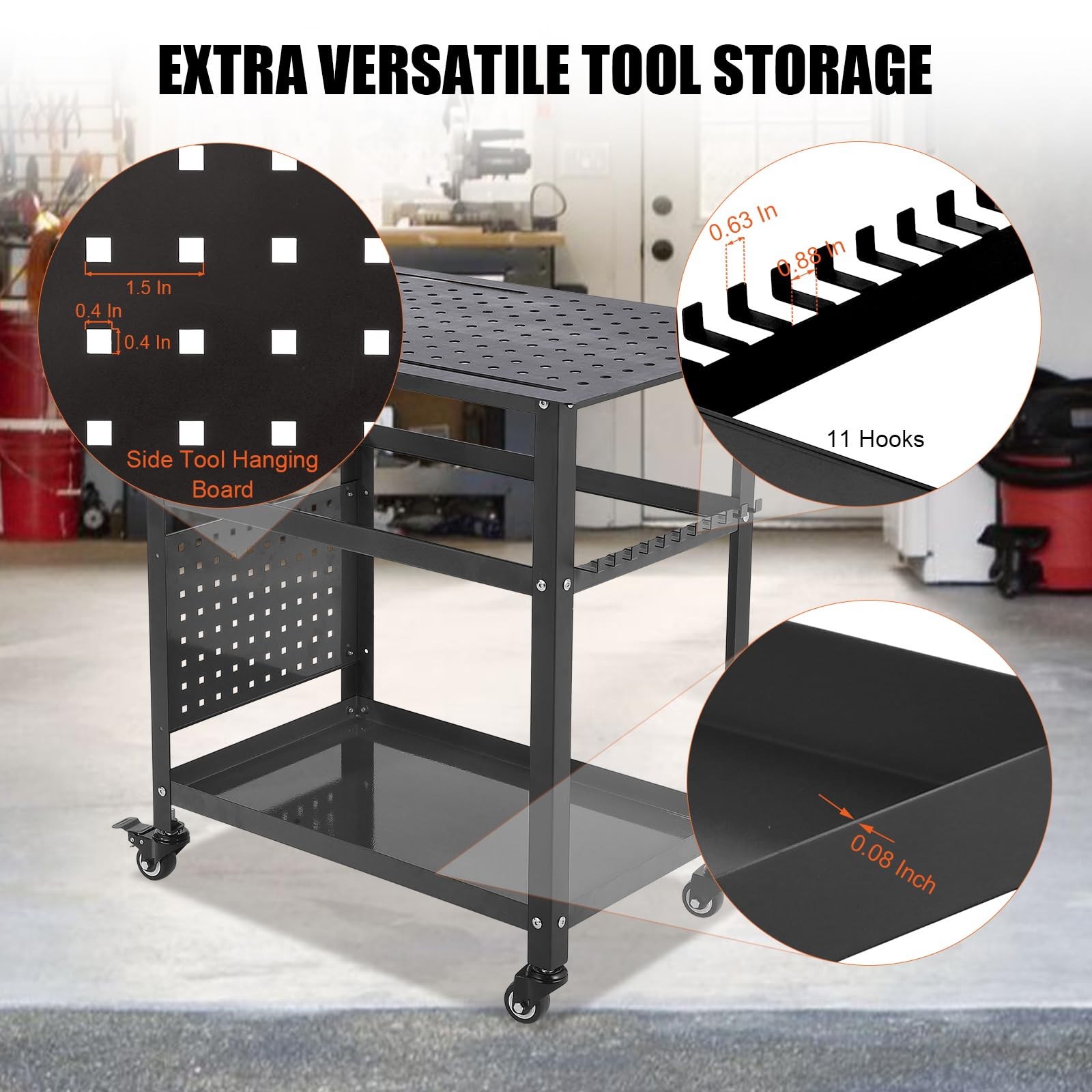 36″x24″ Welding Table ,Heavy Duty Steel Welding Workbench Table 600LBS w/Wheels