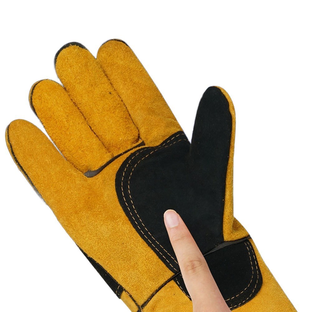Pet Training Protection Gloves Cowhide Leather 60cm Extended Length for Safety