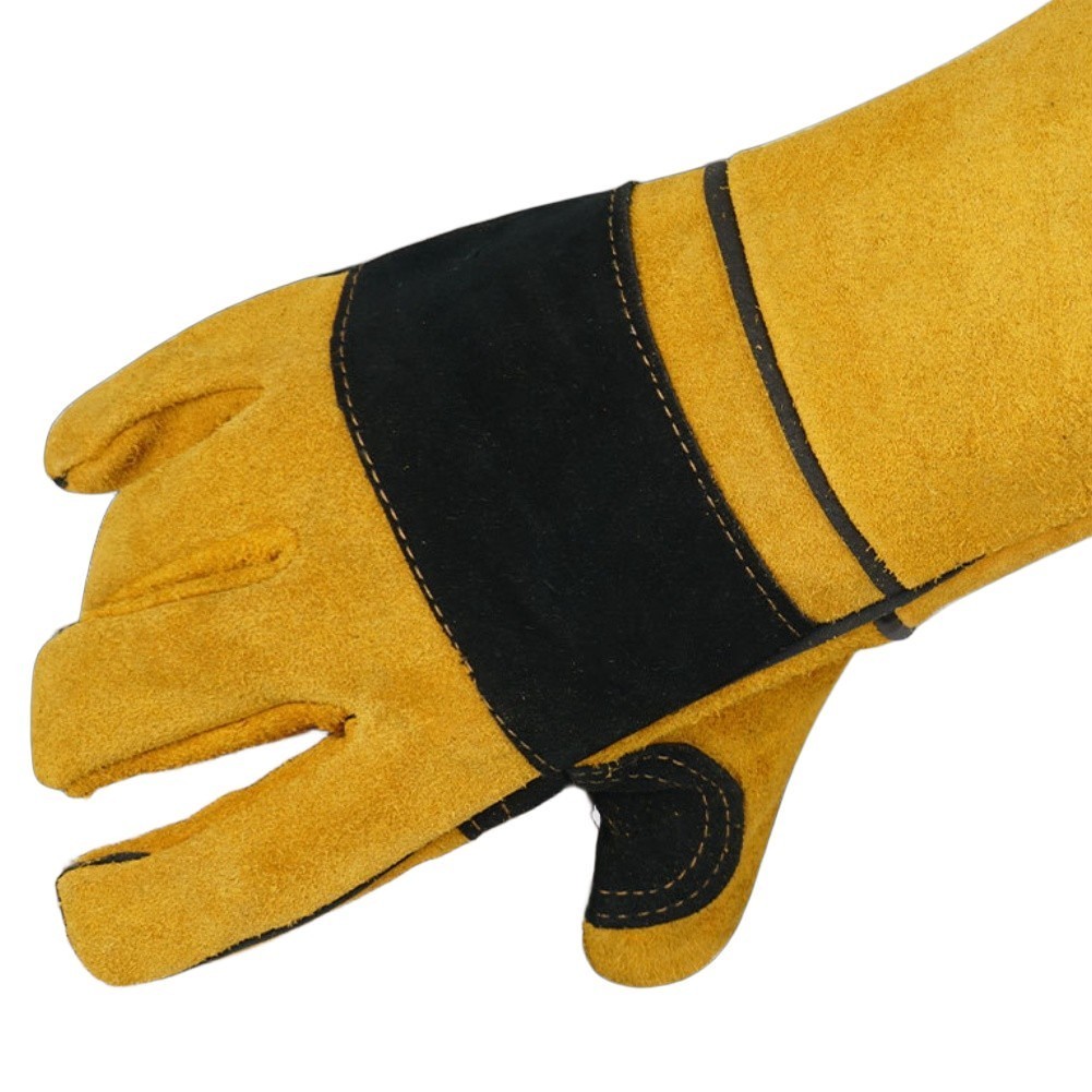 Pet Training Protection Gloves Cowhide Leather 60cm Extended Length for Safety