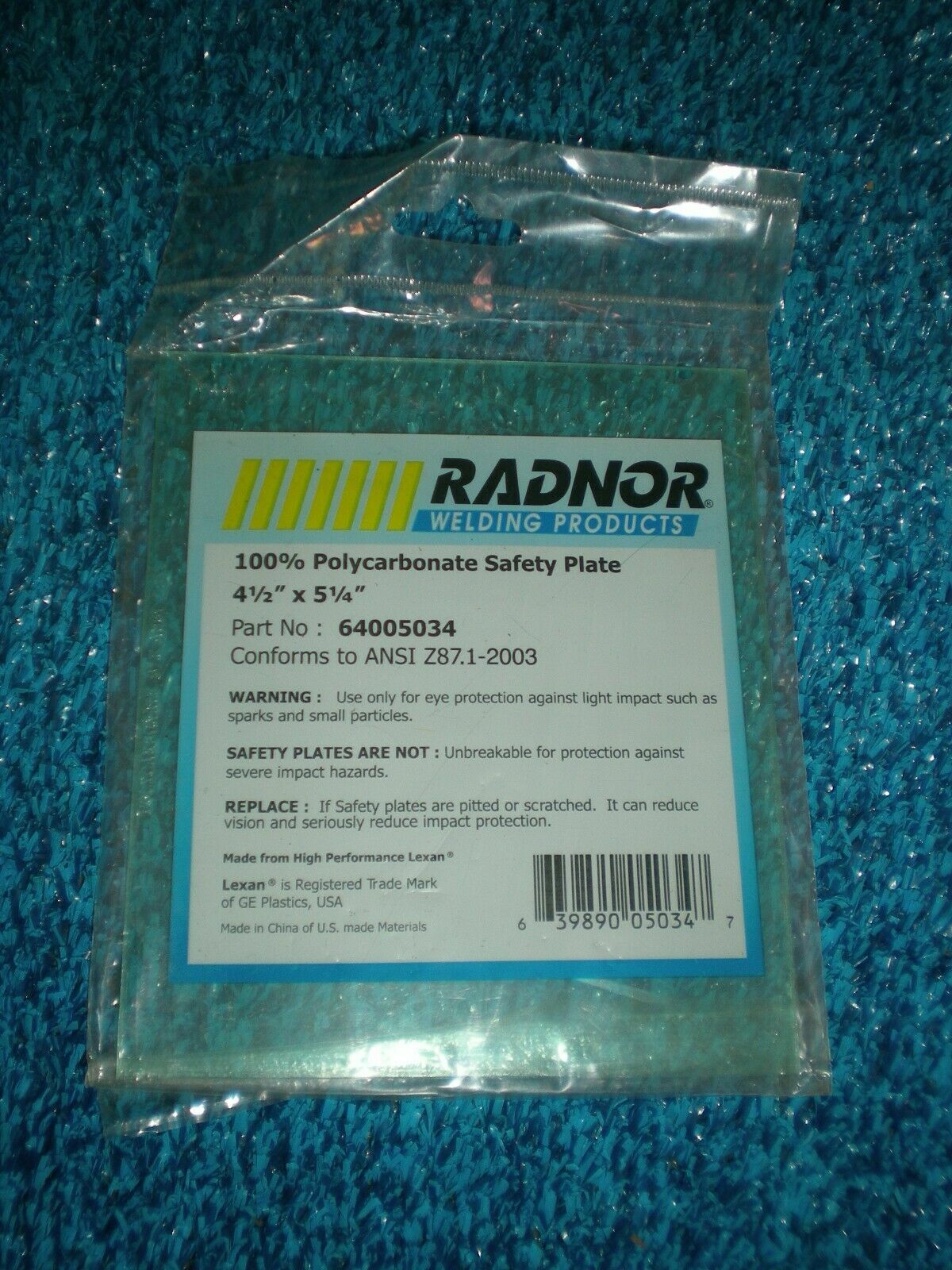 Radnor Welding 100% Polycarbonate Safety Welding Plate 4 1/2″ x 5 1/4″