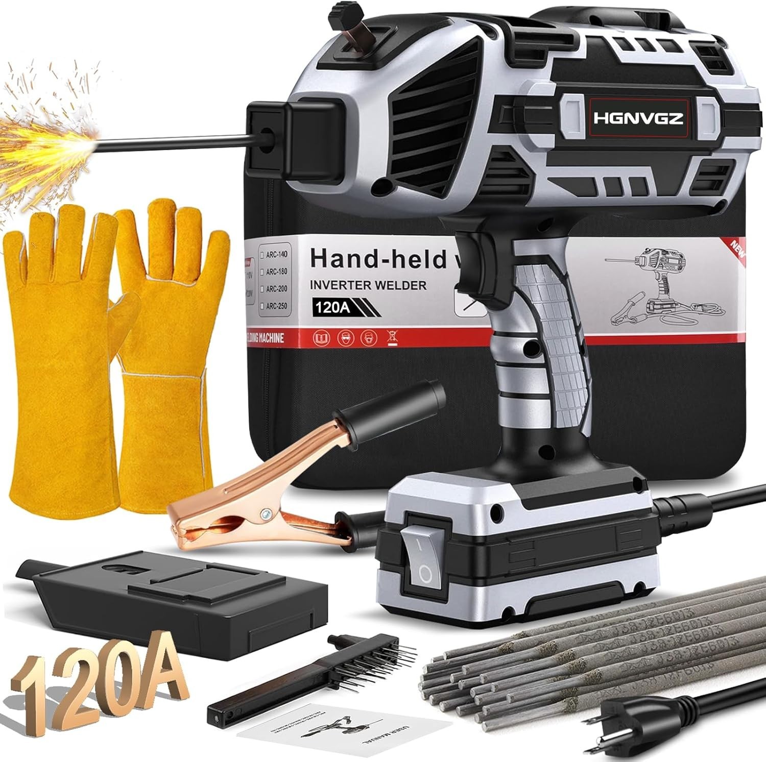 Welding Machine Handheld,20-120A 110V Portable Stick Welder 20pcs Rods,IGBT H…