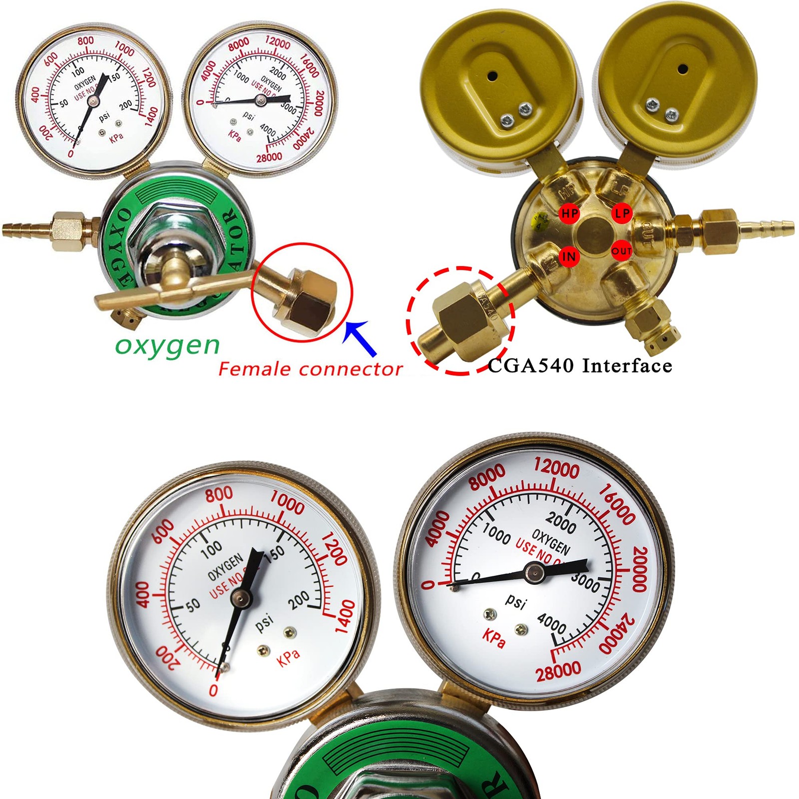KLLsmDesign Heavy Duty Oxygen Regulator, Large Tank Gauge Cutting Torch Regul…