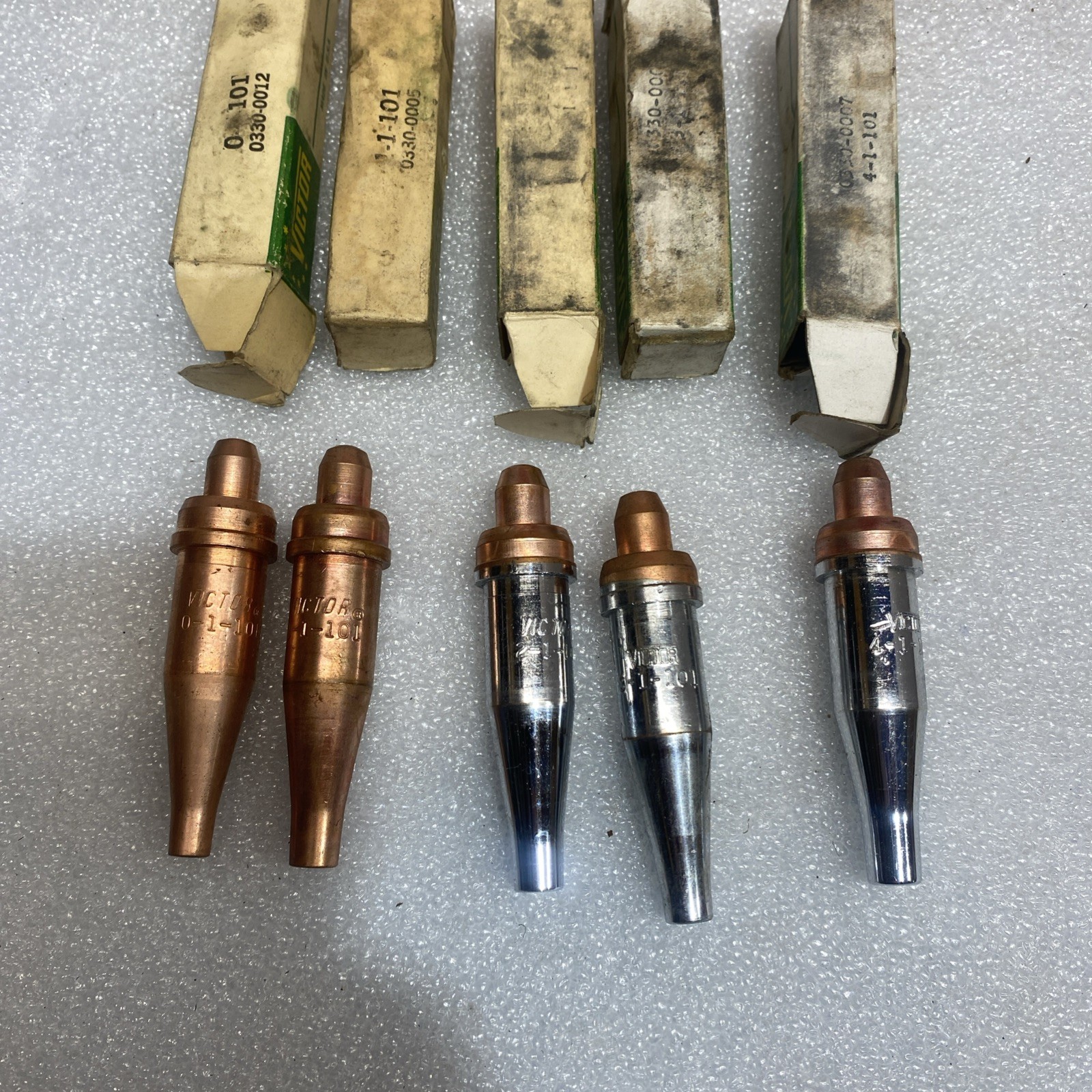 5-Victor Oxygen Acetylene Cutting Tips 0-1-101, 1,2,3,4