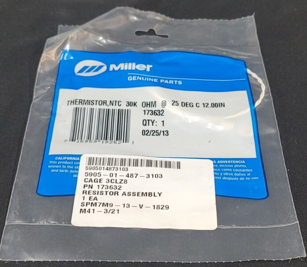 Miller 173632 Thermistor Ntc 30K Ohm 25 Deg C 12.00In Lead