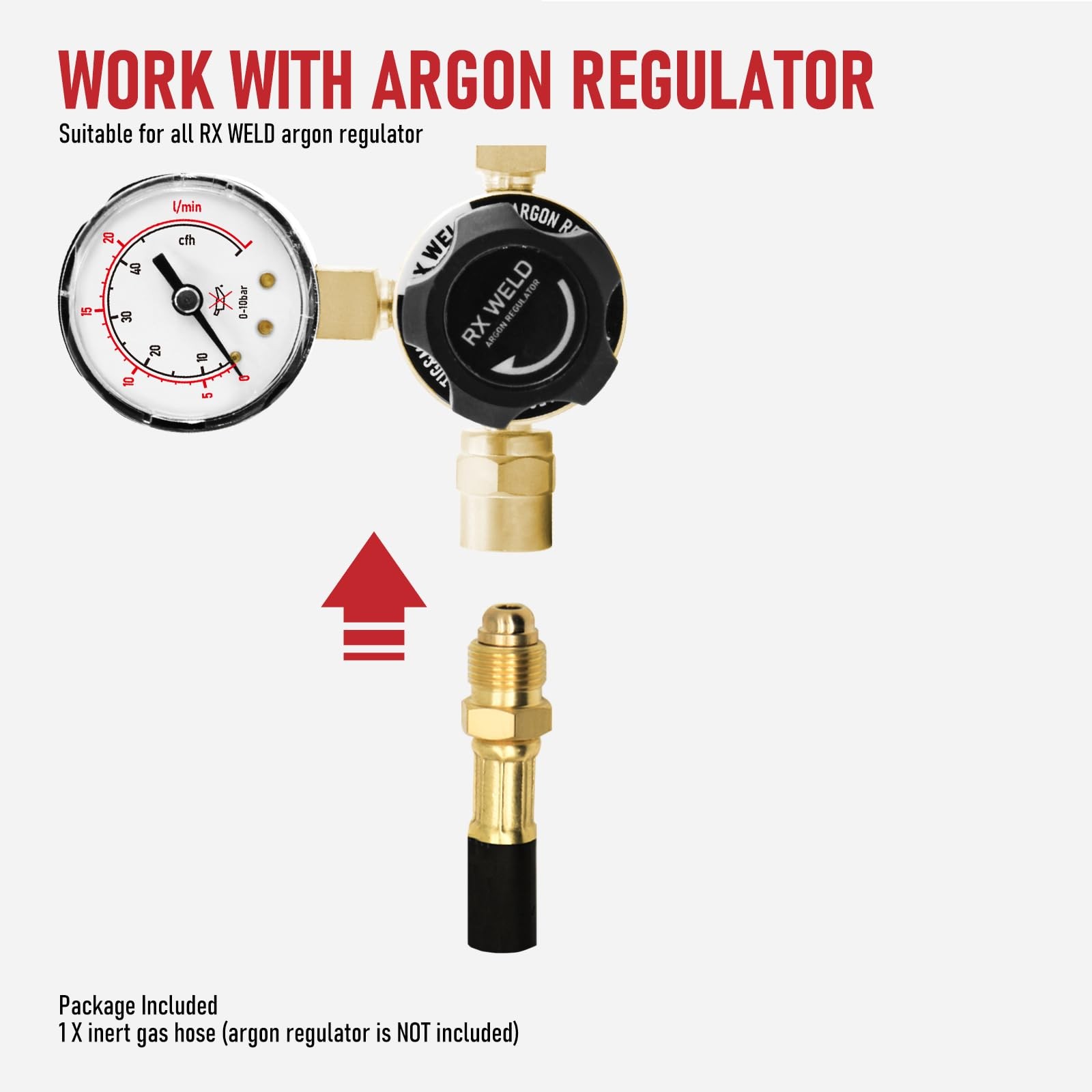 RX WELD Argon Hose 5FT, Inert Gas for MIG/TIG Welder, 5/8″-18 Black