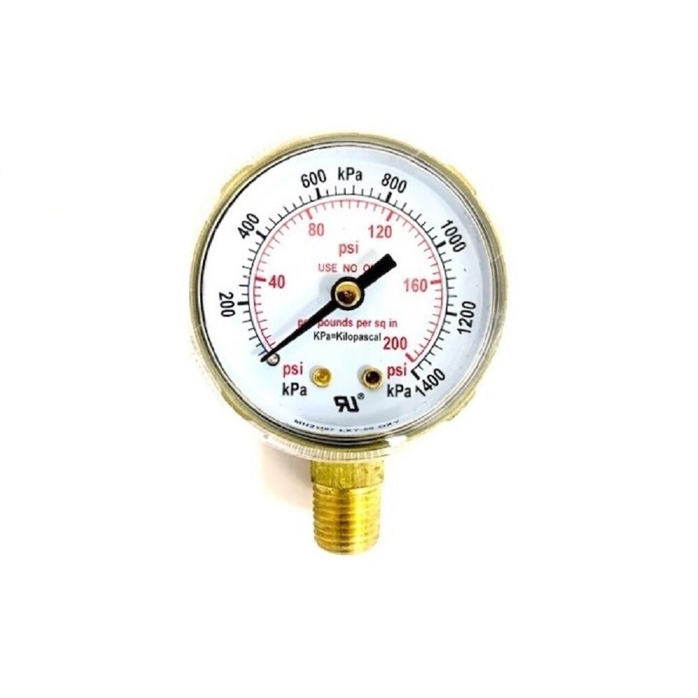 Pressure Gauge 2” Low Pressure for Oxygen Regulators 0-200 P.S.I. 2-200