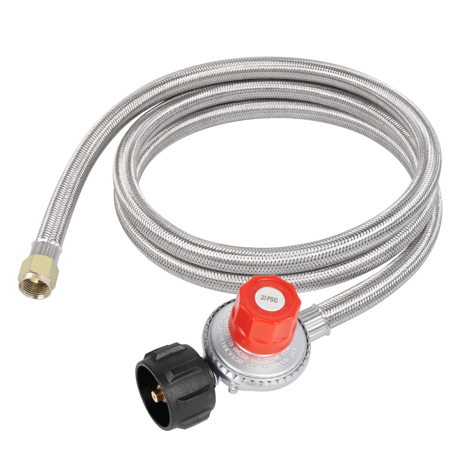 GASPRO 0-20 PSI Adjustable High Pressure Propane Regulator with 8FT, Silver