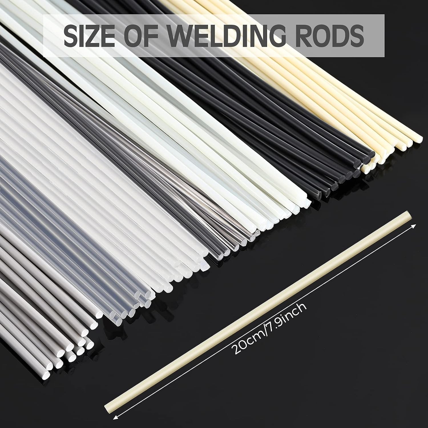 78 Pieces Plastic Welding Rods, 1/8 Inch Diameter (3mm) Round Sticks, PU PP ABS