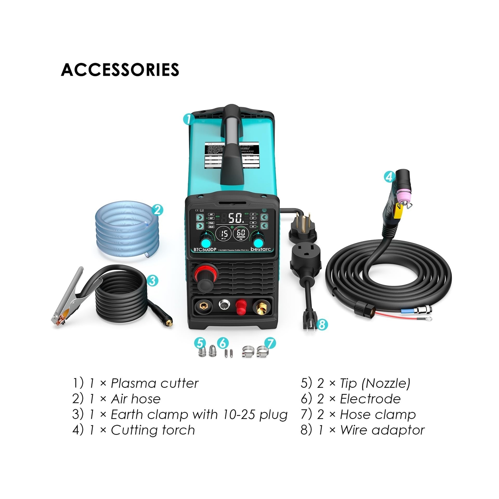 Plasma Cutter, Pilot Arc [Air Sensor Technology] 110/220V BTC500DP 10th Gener…