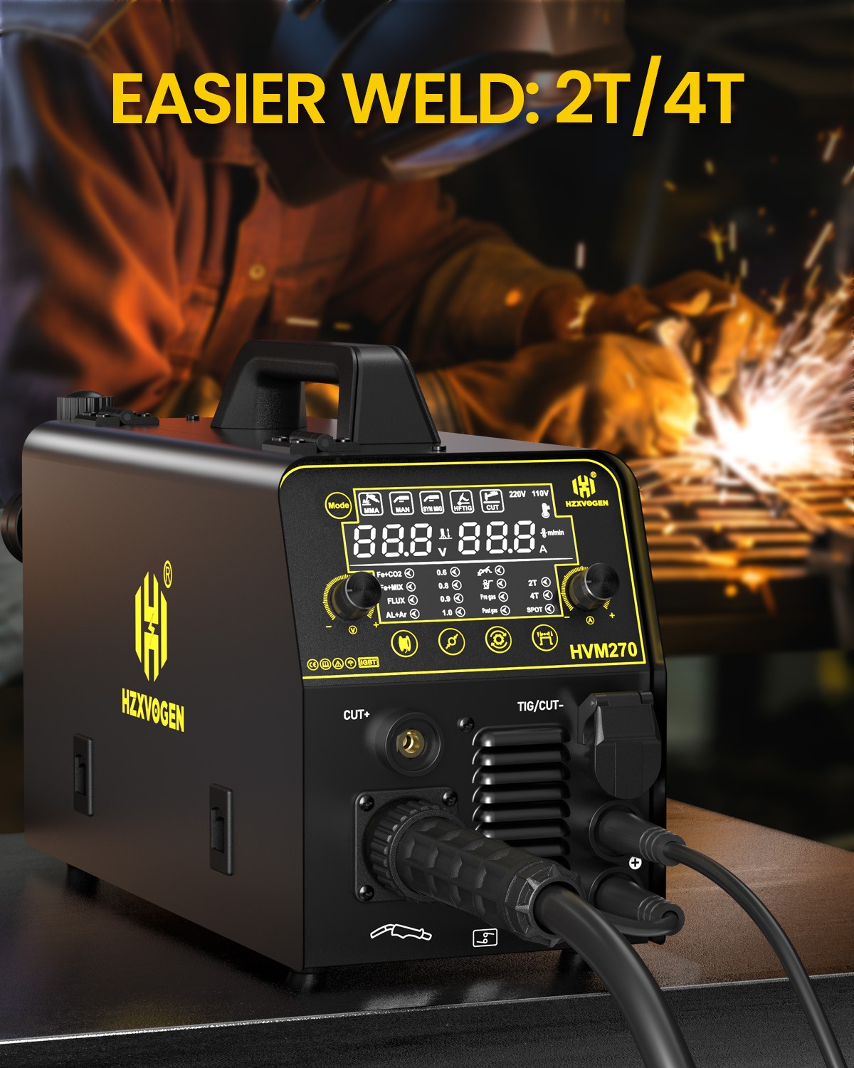 HZXVOGEN 6 IN 1 MIG Gas/Gasless/Plasma Cutter/HF TIG/MMA Welder Machine Aluminum