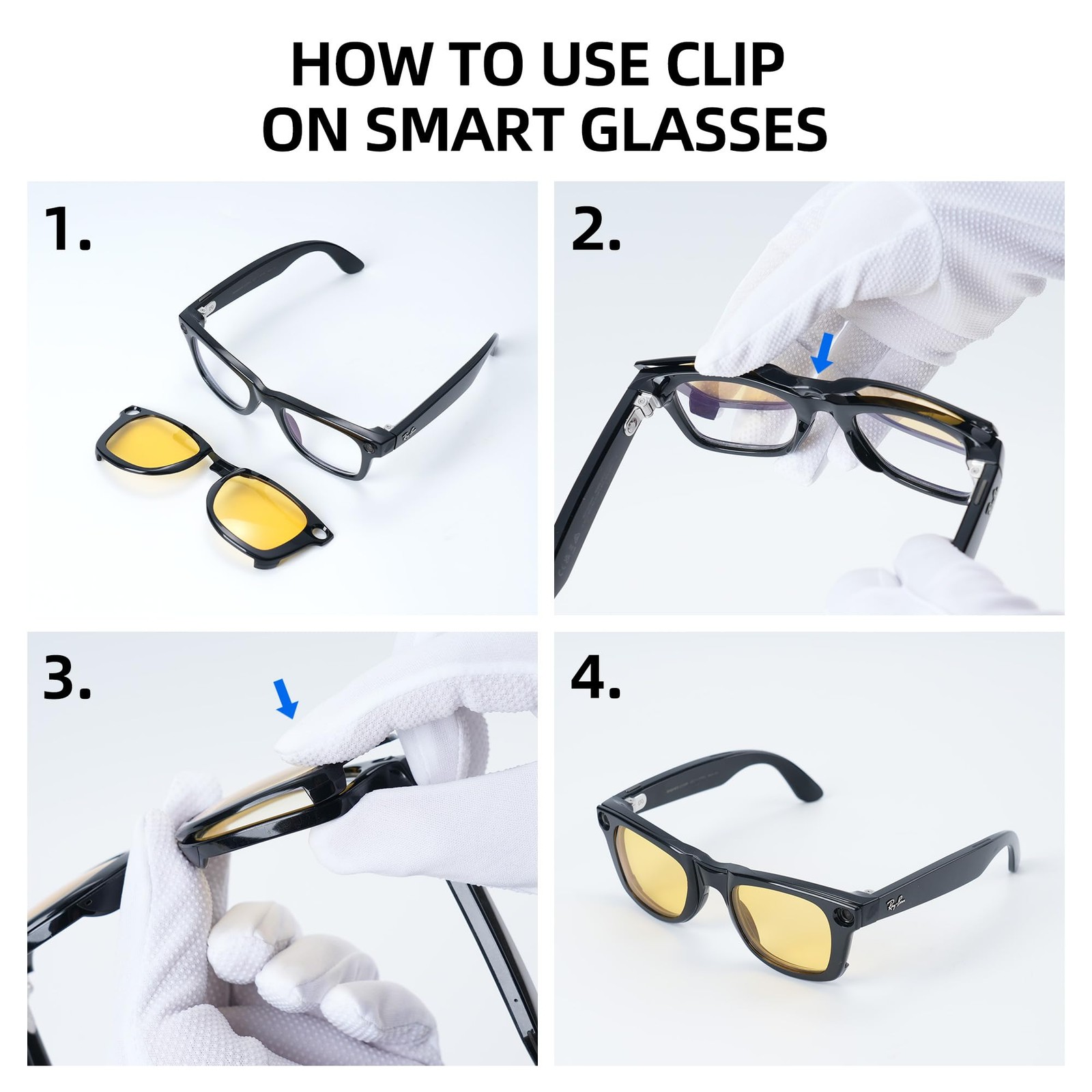 HiBloks 3Pcs Polarized Clip-on Compatible with Ray-Ban Meta Wayfarer & Gen 2 …