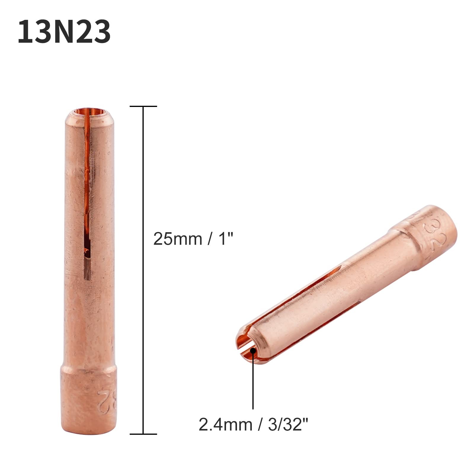 Welding Knight TIG Collet 13N23 (3/32″&2.4mm) for Collets (3/32″)/10Pcs