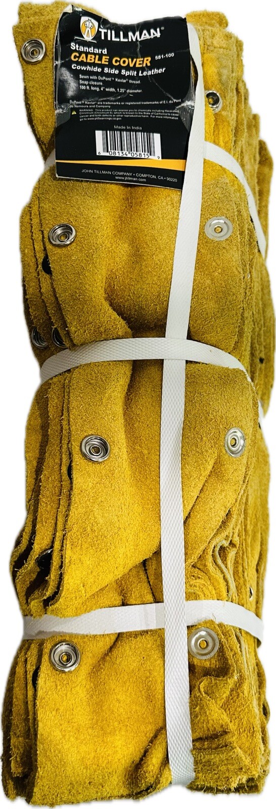 Tillman 581-100 Welding Cable Cowhide Leather Cover 100’Ft X 4” Snap On Closure