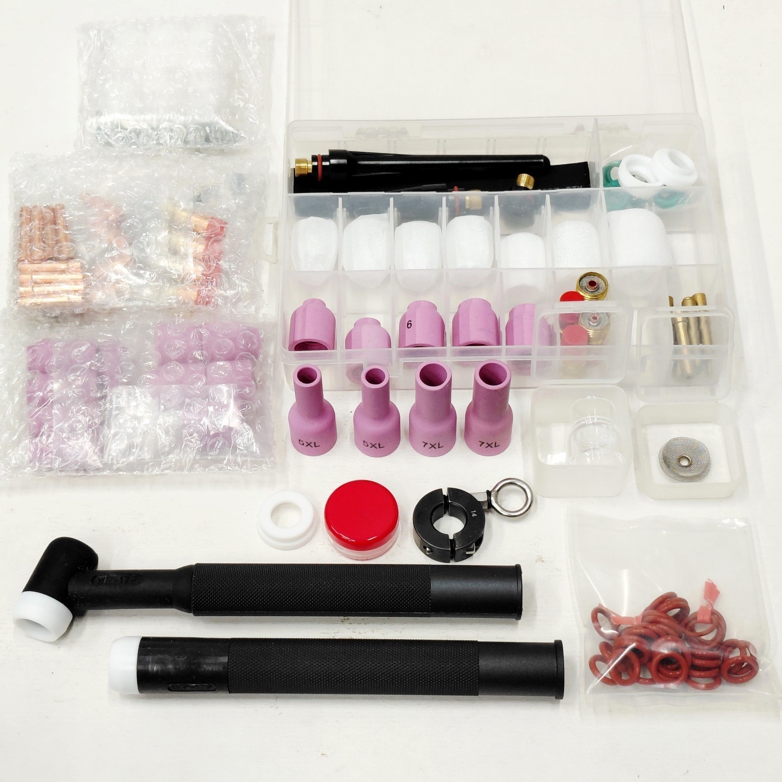 Gas Lens Wrench, WP17 Flex Head & Pencil Tig Torch + Stubby Gas Lens Kit 130 pcs