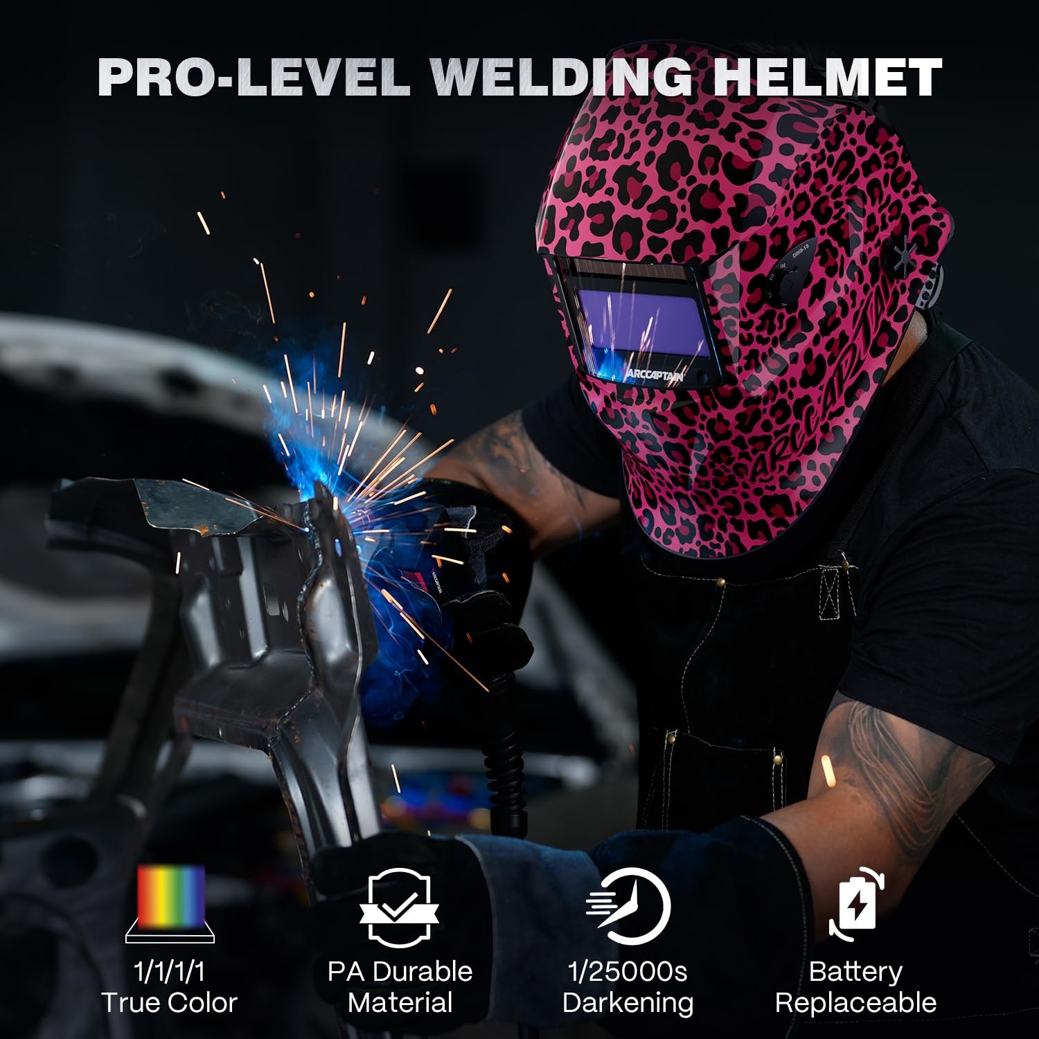 ARCCAPTAIN Welding Helmet Auto Darkening, 1/1/1/1 True Color Welding Hood, 4 …