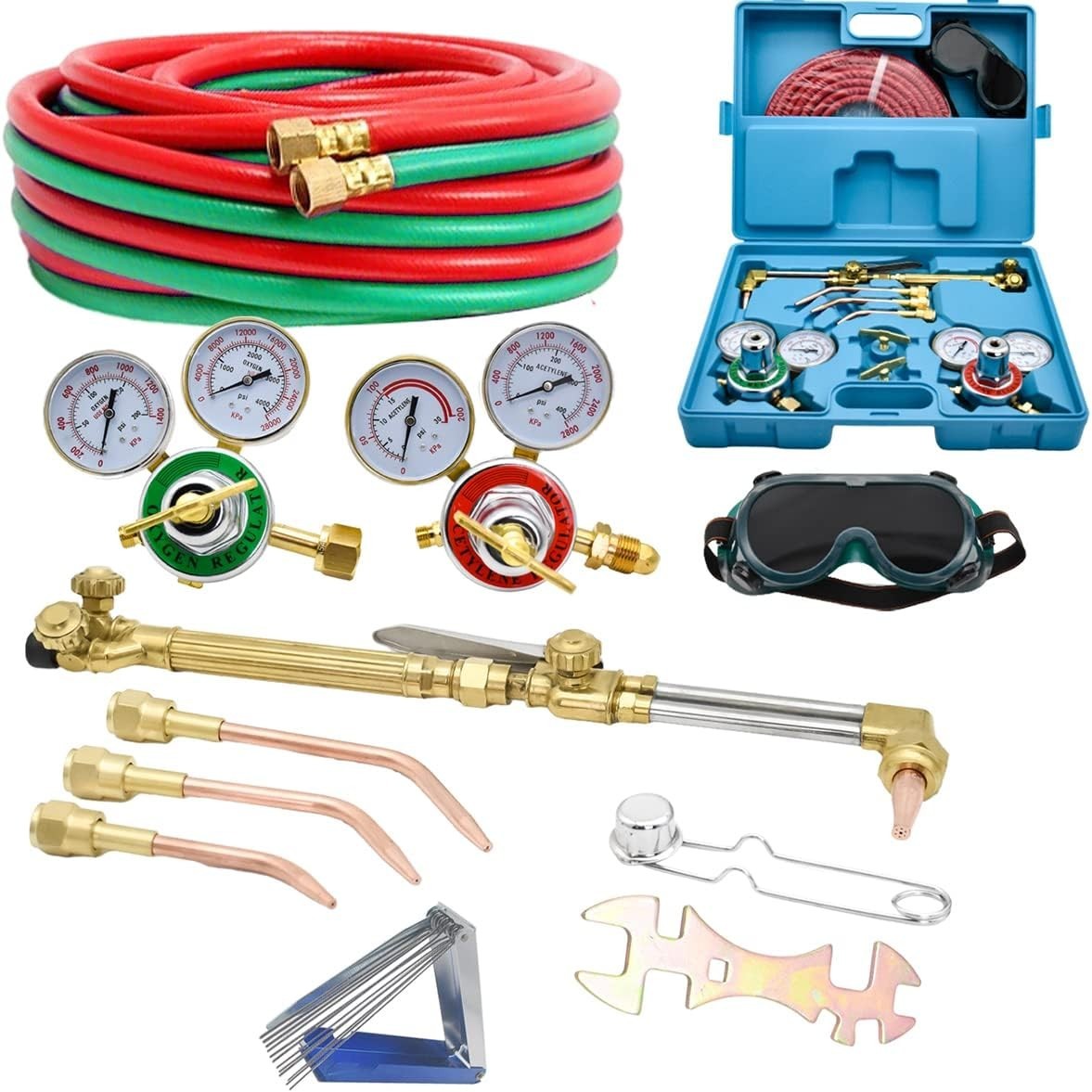 Cutting Torch Set Oxy Acetylene Torch Kit, Portable Gas Cutting Torch and Weldin