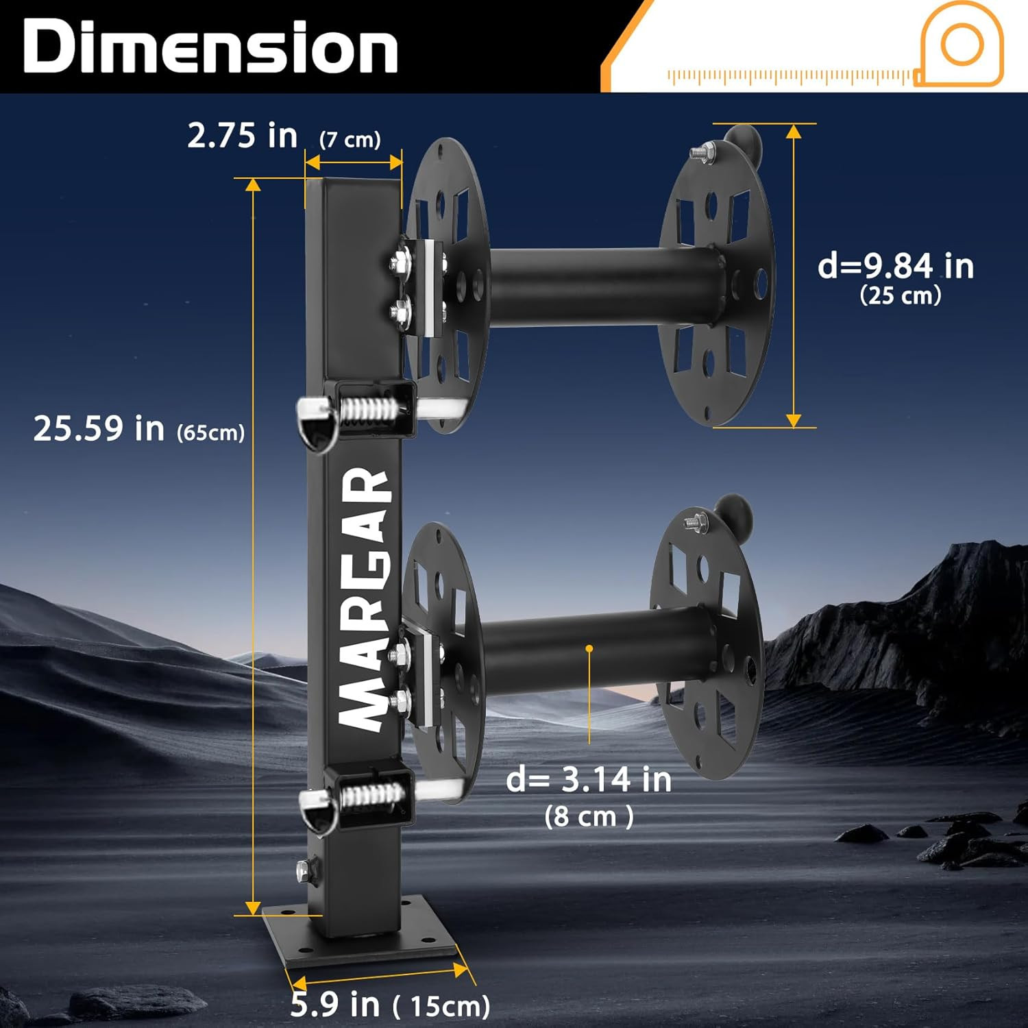 Heavy Duty Double Welding Cable Lead Reel, 360-Degree Adjustable Swivel Base, 10