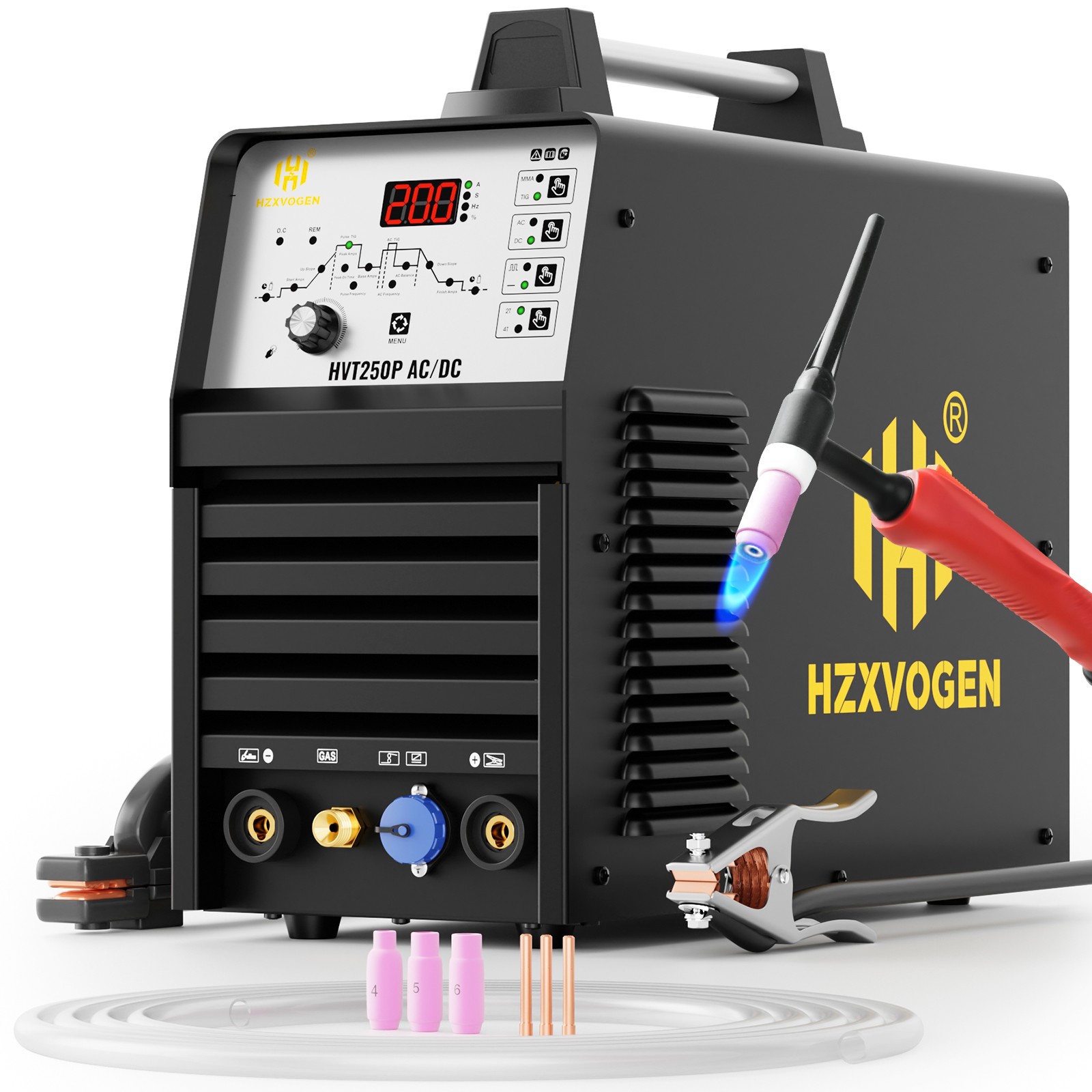 200Amp 6 in 1 AC/DC TIG Welder HF Pulse Aluminium TIG ARC IGBT Welding Machine