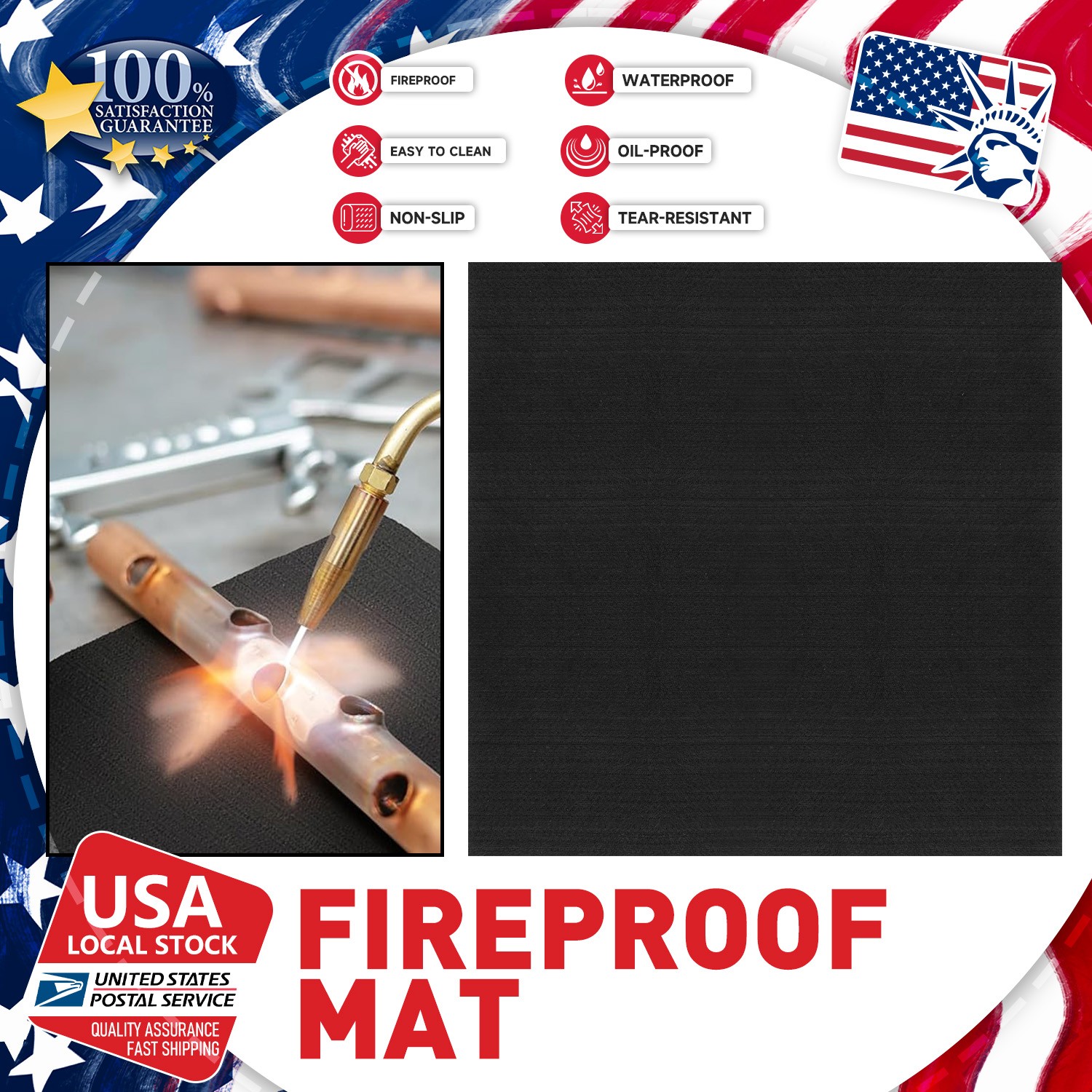 Large 7.9×7.9inches 5mm Welding Blanket Plumbing Shield Heat Slag fireproof mat