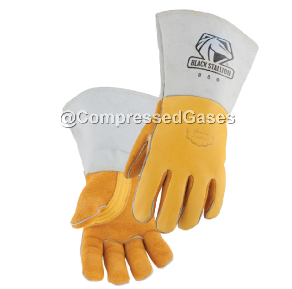 Black Stallion 850XL Gold Reversed Grain/Split Elkskin, Nomex Premium Welding Gl