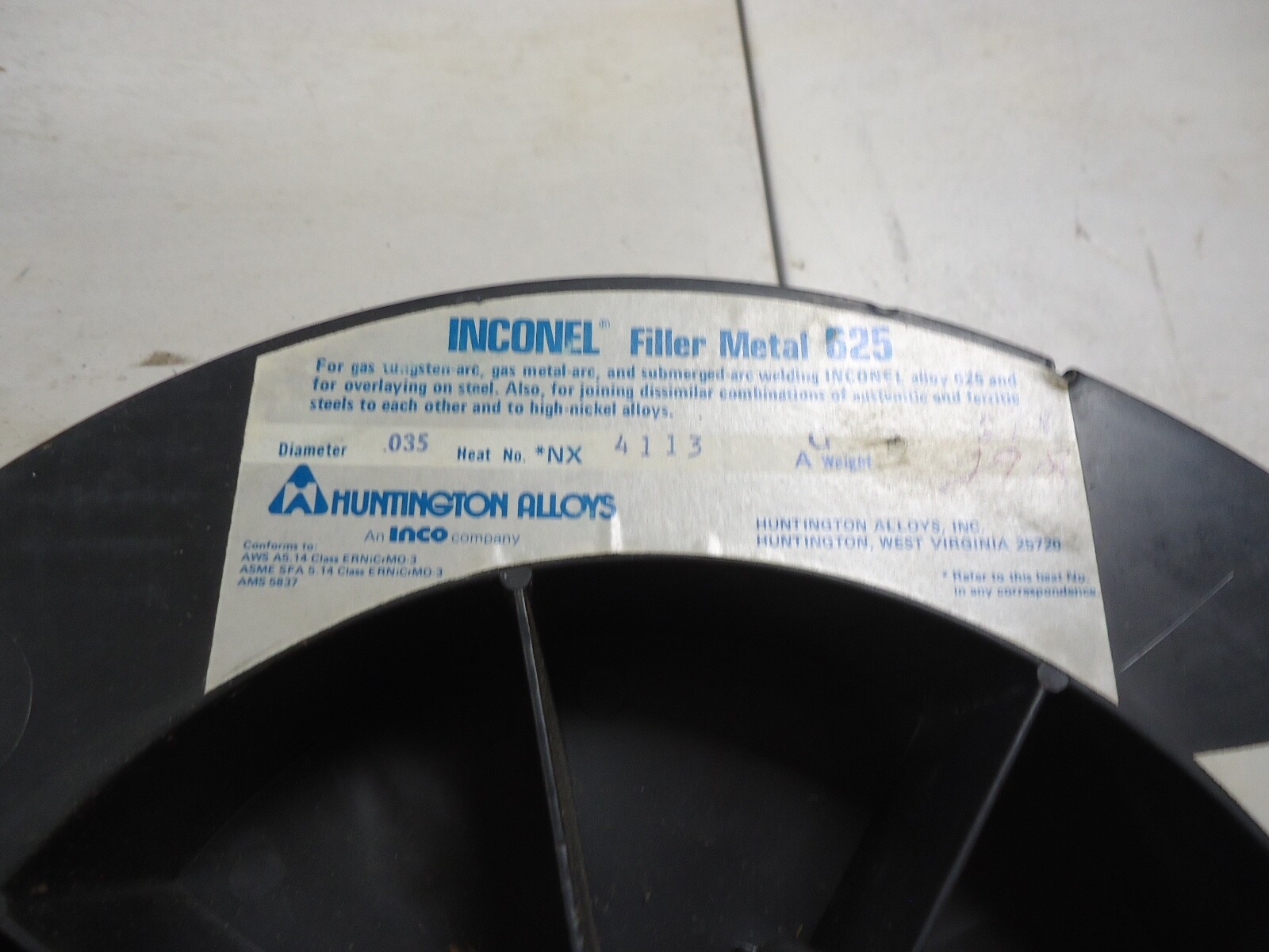 Huntington Alloys Inco Alloys Inconnel 625 .035 Diameter