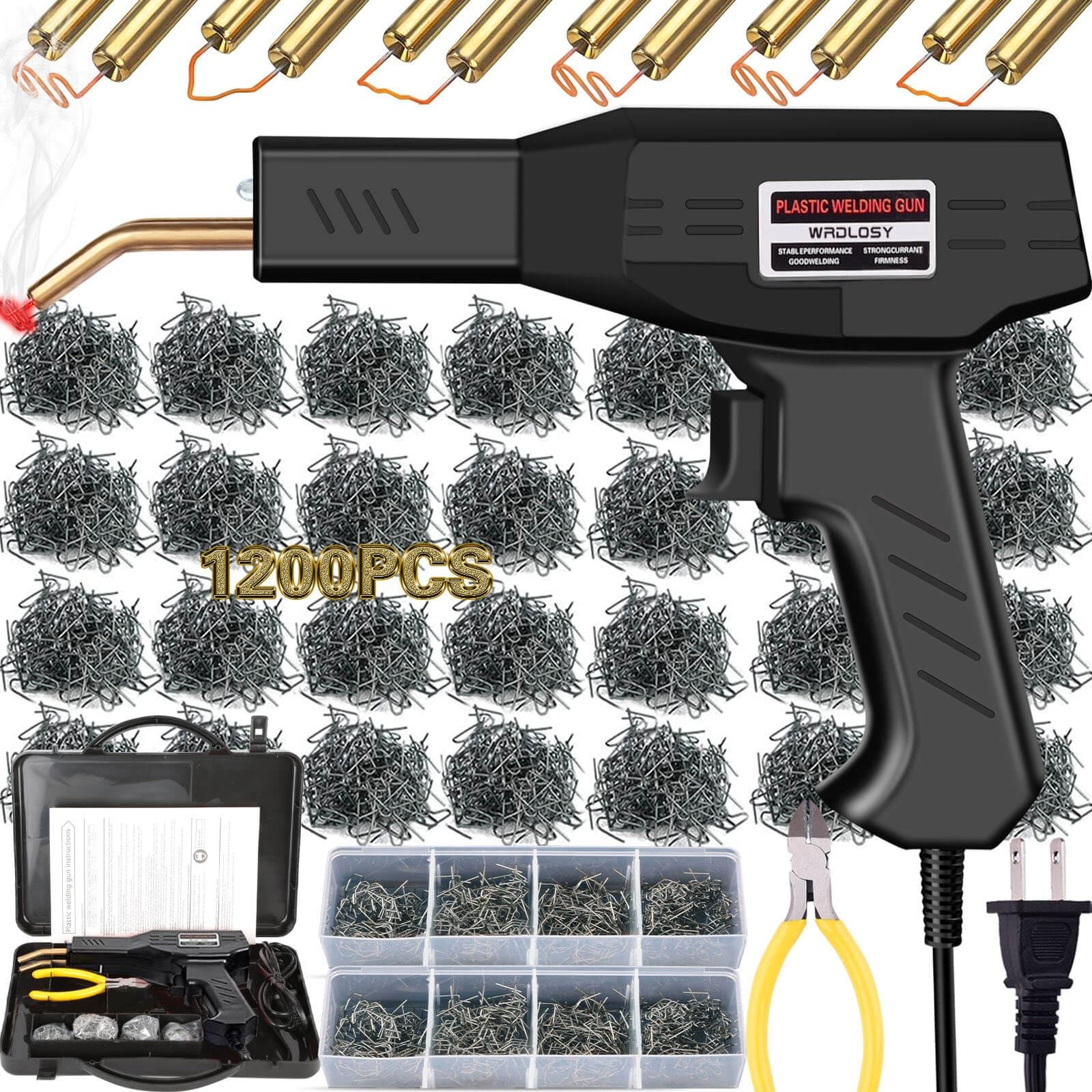 Wrdlosy Plastic Welder, 1200PCS Staples, Crown Width: 0.03 inches, Black