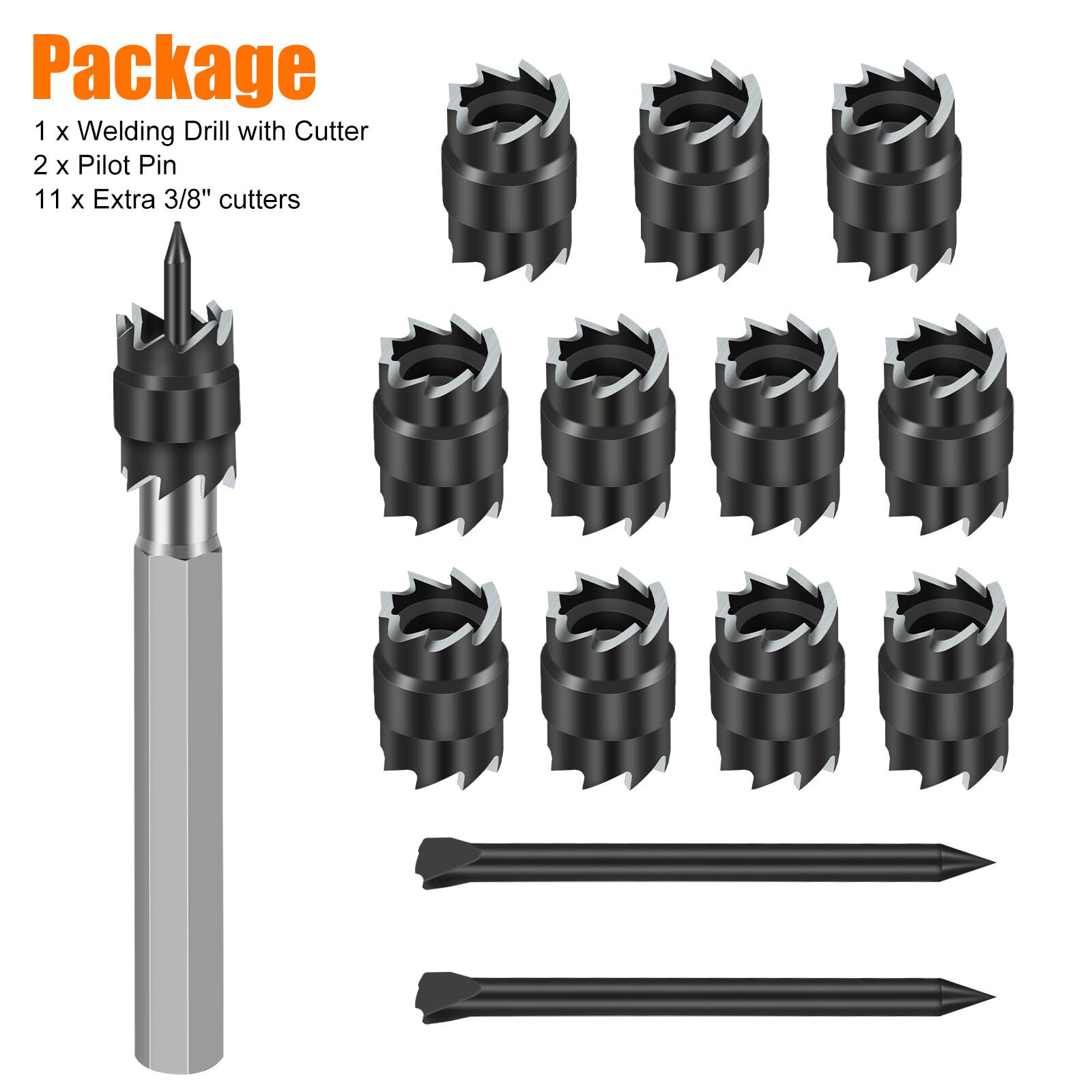 14Pcs 3/8″ Double Sided Spot Weld Cutter Remover Drill Bit Welder Cut Rotary Kit