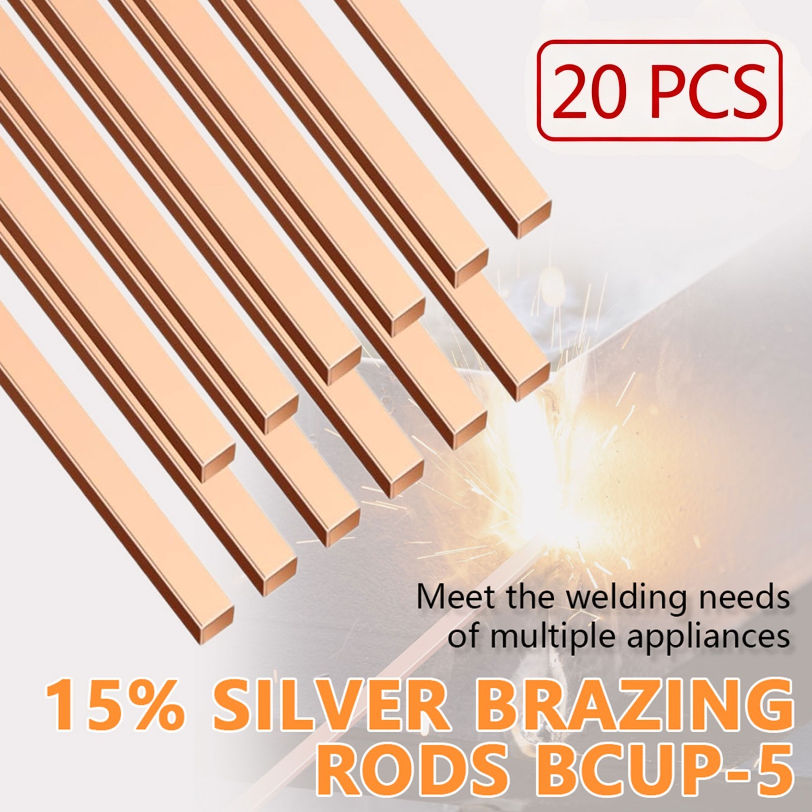 20 Sticks 15% Silver Brazing Rods – Flat Phos Copper Welding Rods for HVAC, Air