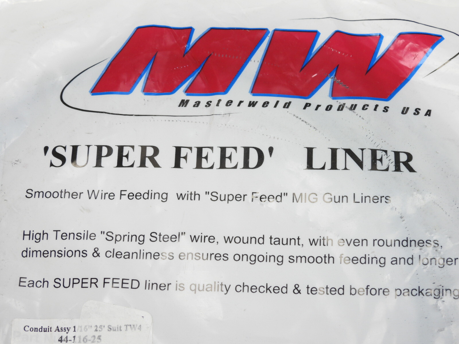 44-116-25 Mig Gun Liner .052 1/16″ 25ft Suit TW4 ‘Super Feed’ Tweco Style