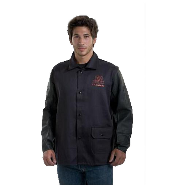 Tillman 9230 30″ 9 oz. Black FR Westex Cotton/Cowhide Welding Jacket 3X-Large