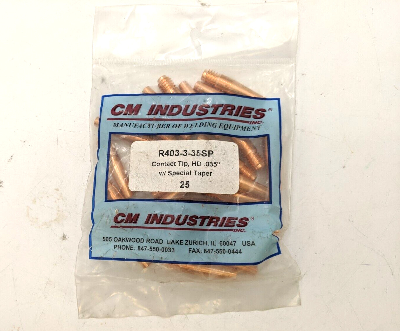25Pc CM Industries R403-3-35SP Heavy Duty Weld Contact Tip .035″ Special Taper