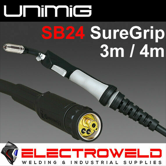 UNIMIG SB24 Mig Torch, 4 Metre Gun, Welding Binzel 250Amp Euro Connection, MB24