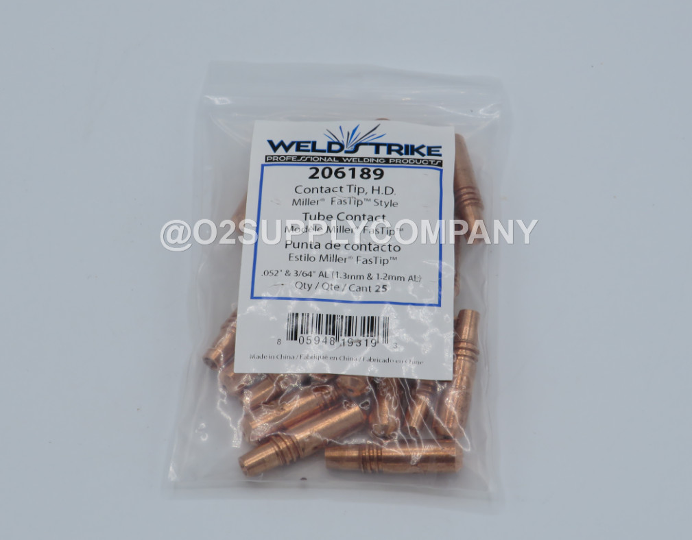 Weldstrike 206189 Contact Tip, .052-3/64AL, Miller Fastip Style (25 pieces)